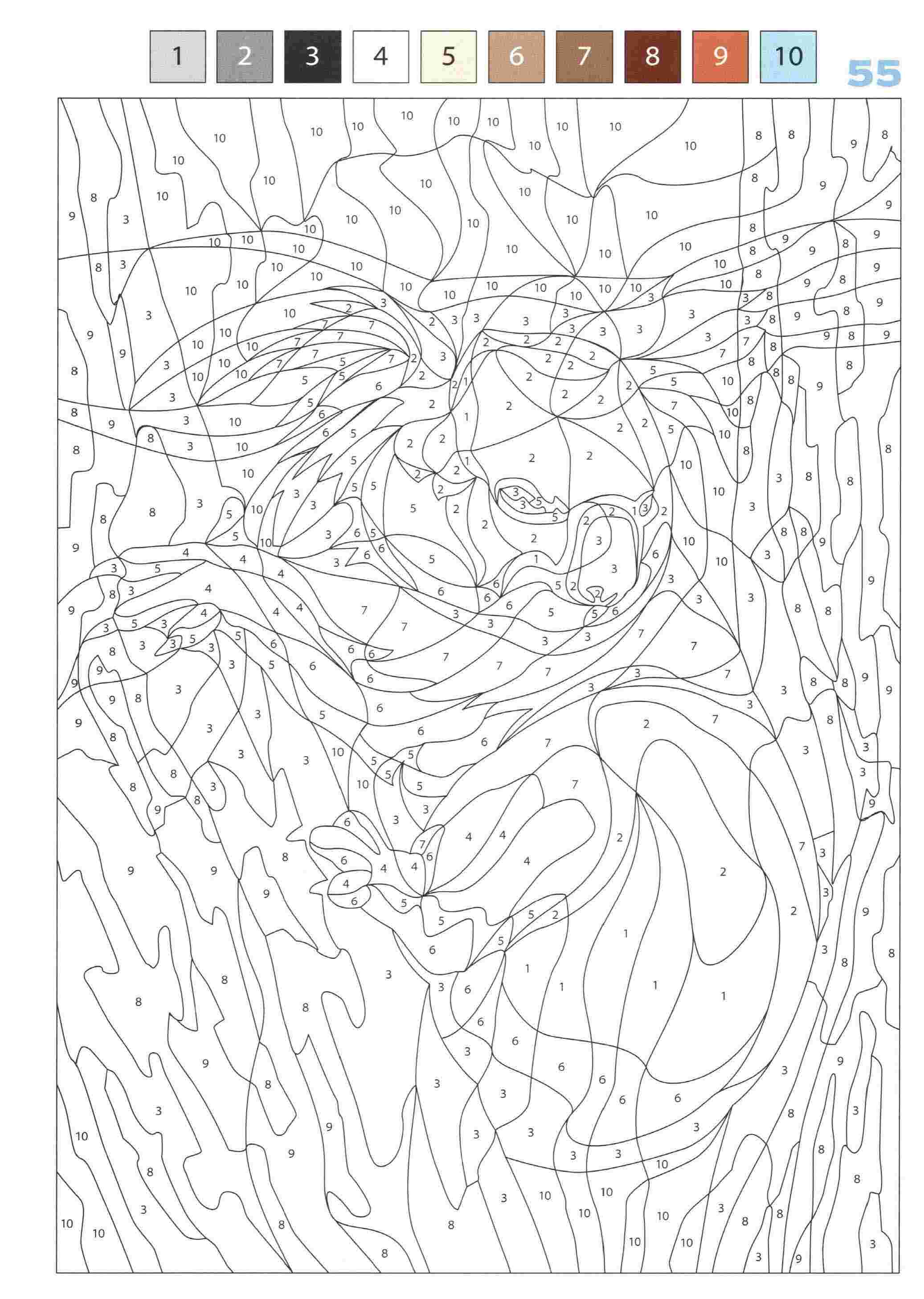 Раскраска Животные по номерам 55