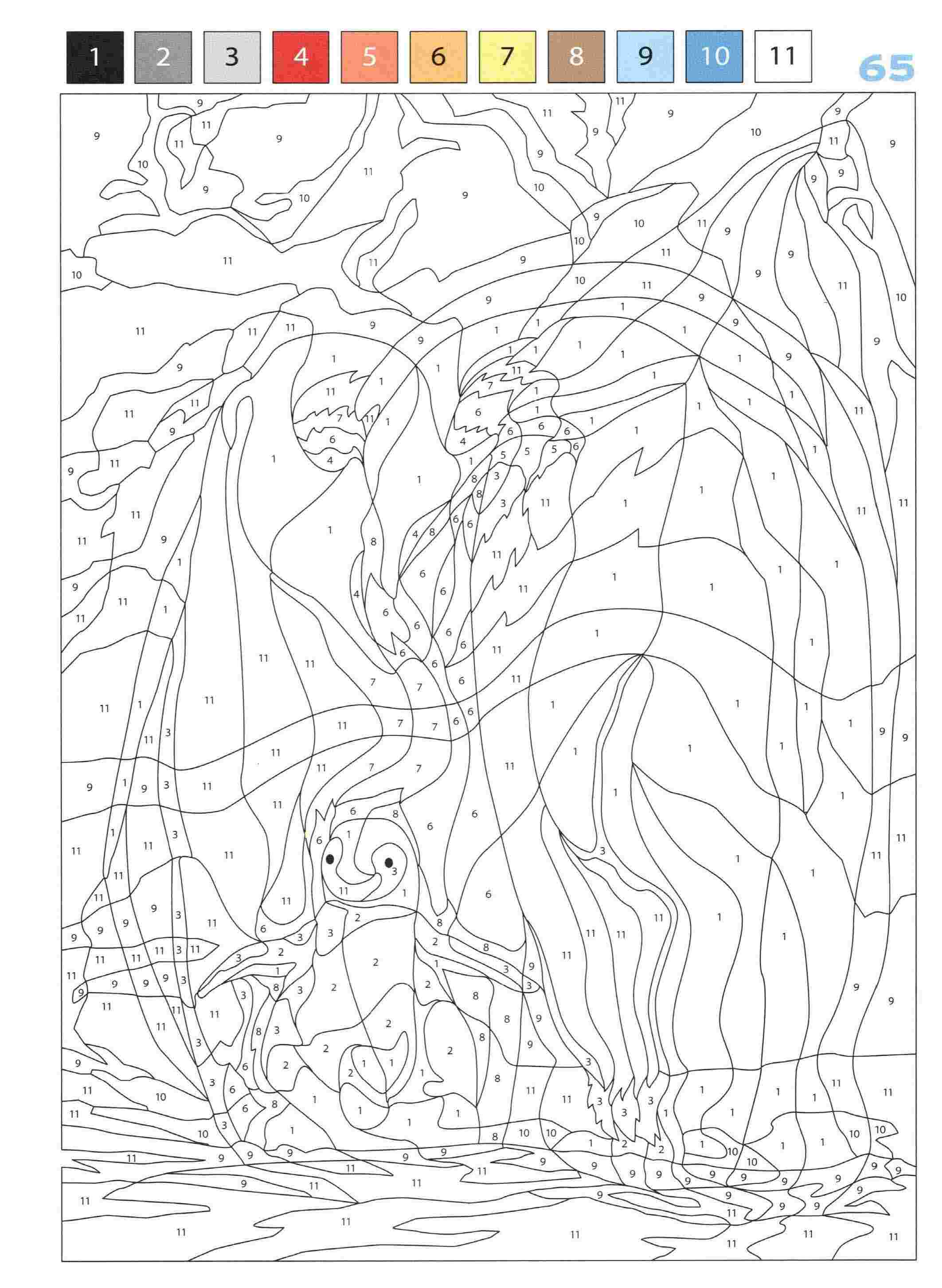 Раскраска Животные по номерам 65