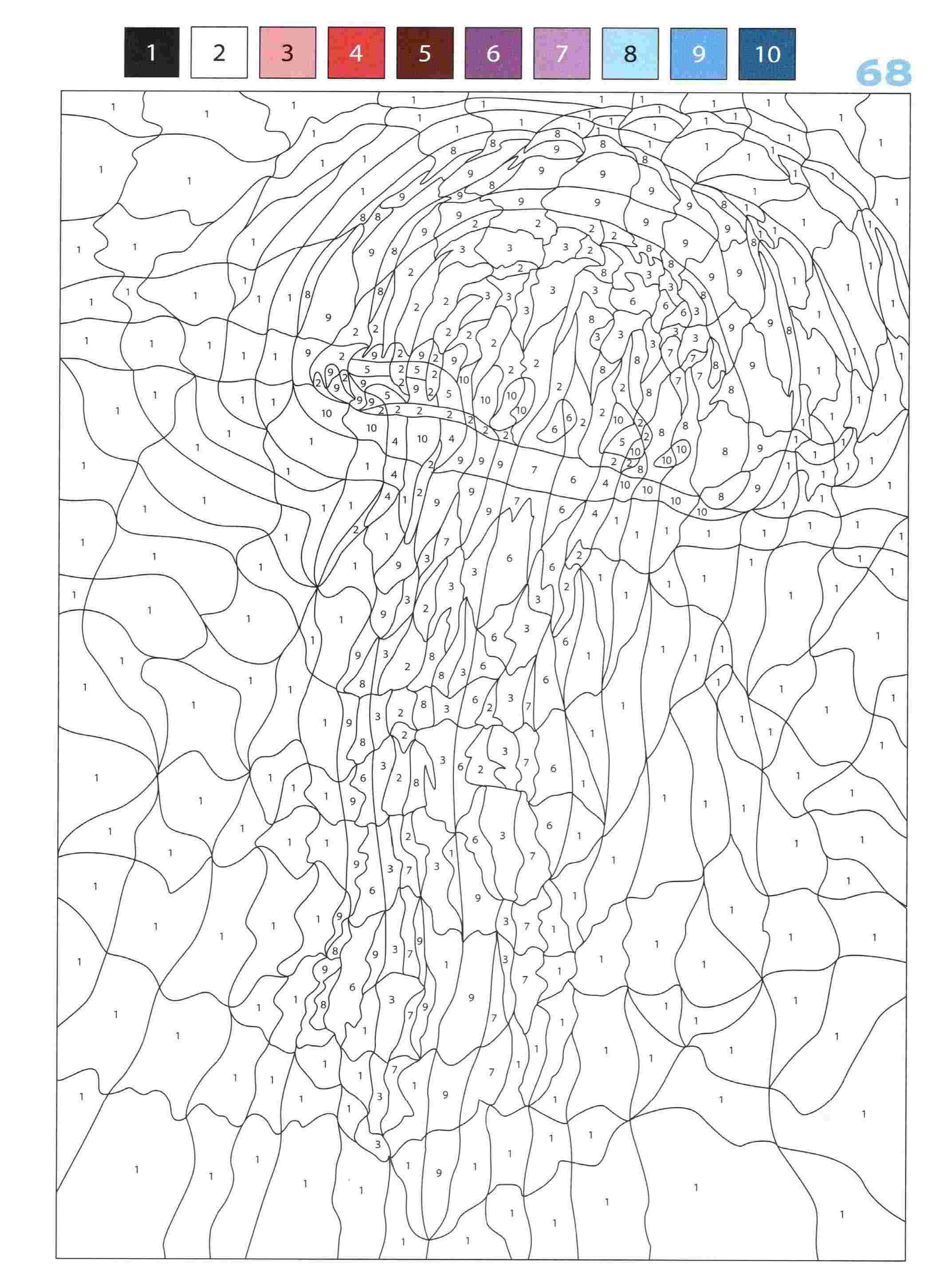 Раскраска Животные по номерам 68