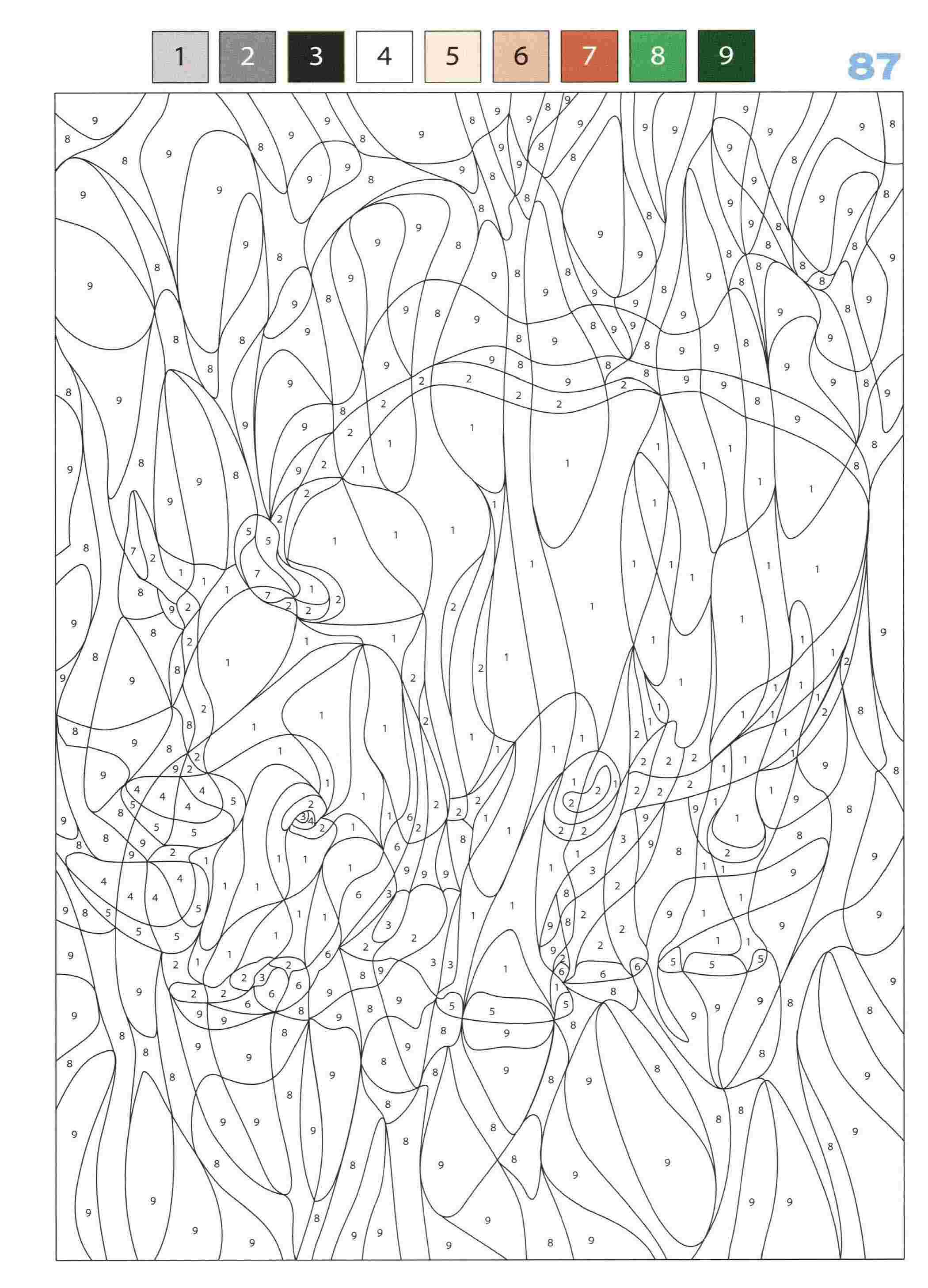 Раскраска Животные по номерам 87