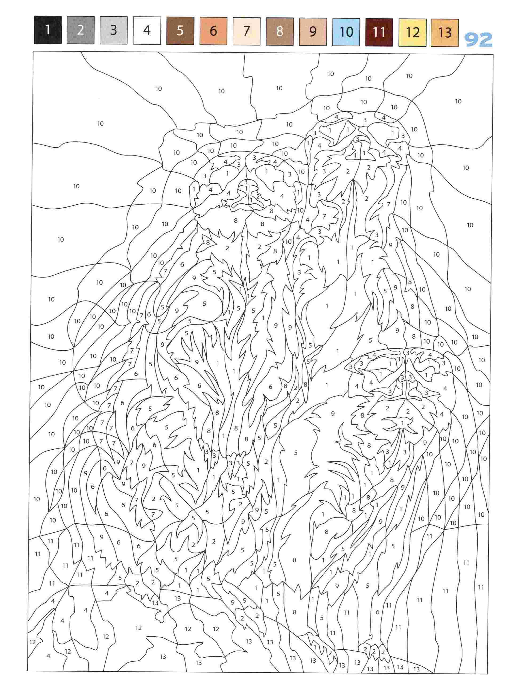 Раскраска Животные по номерам 92
