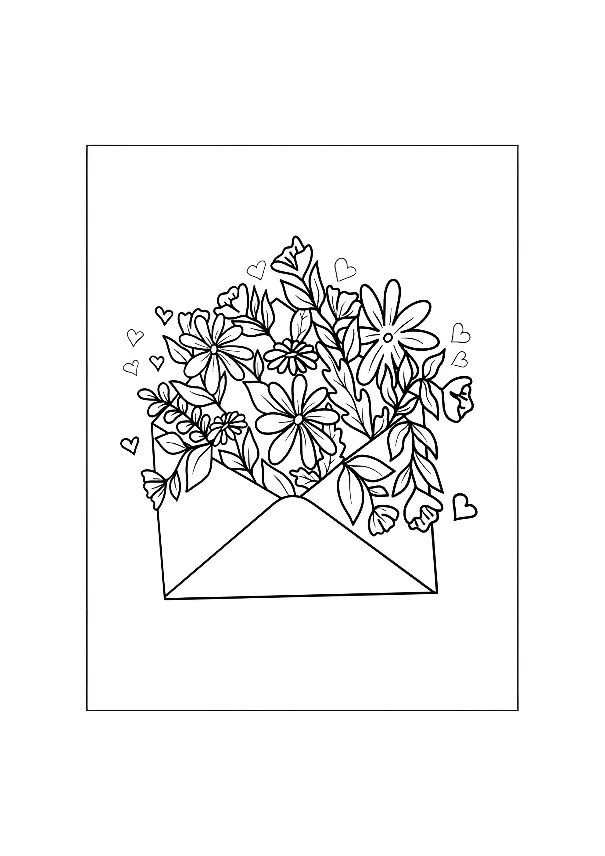 Раскраска Конверт с весенними цветами
