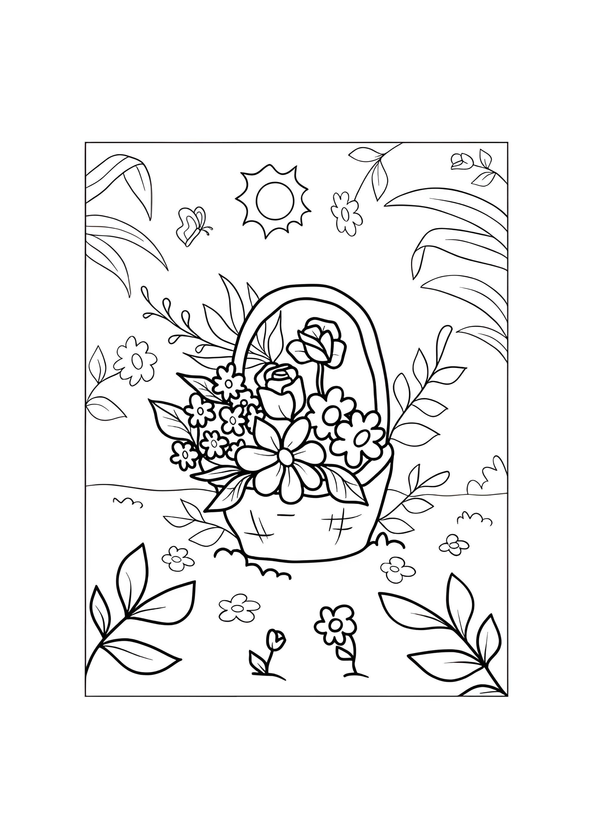 Раскраска Корзина цветов