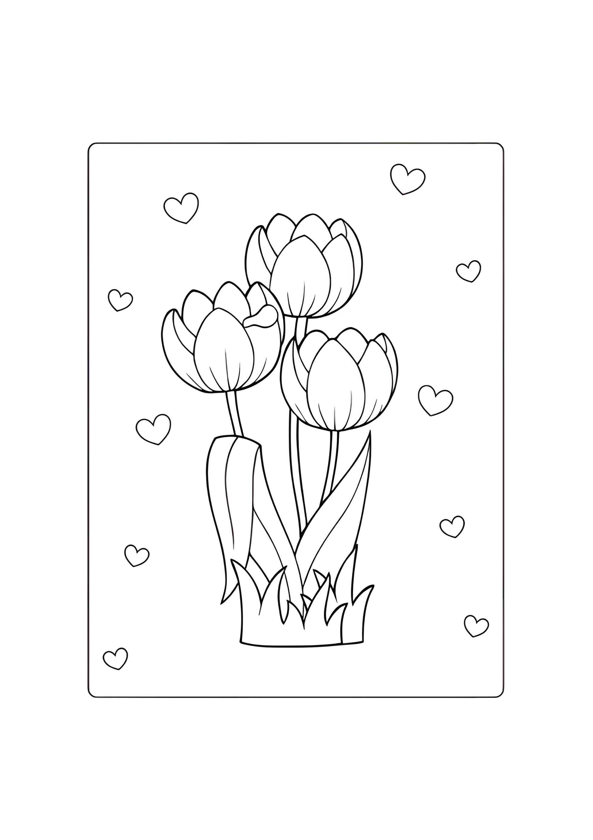Раскраска Красивые тюльпаны для мамочки