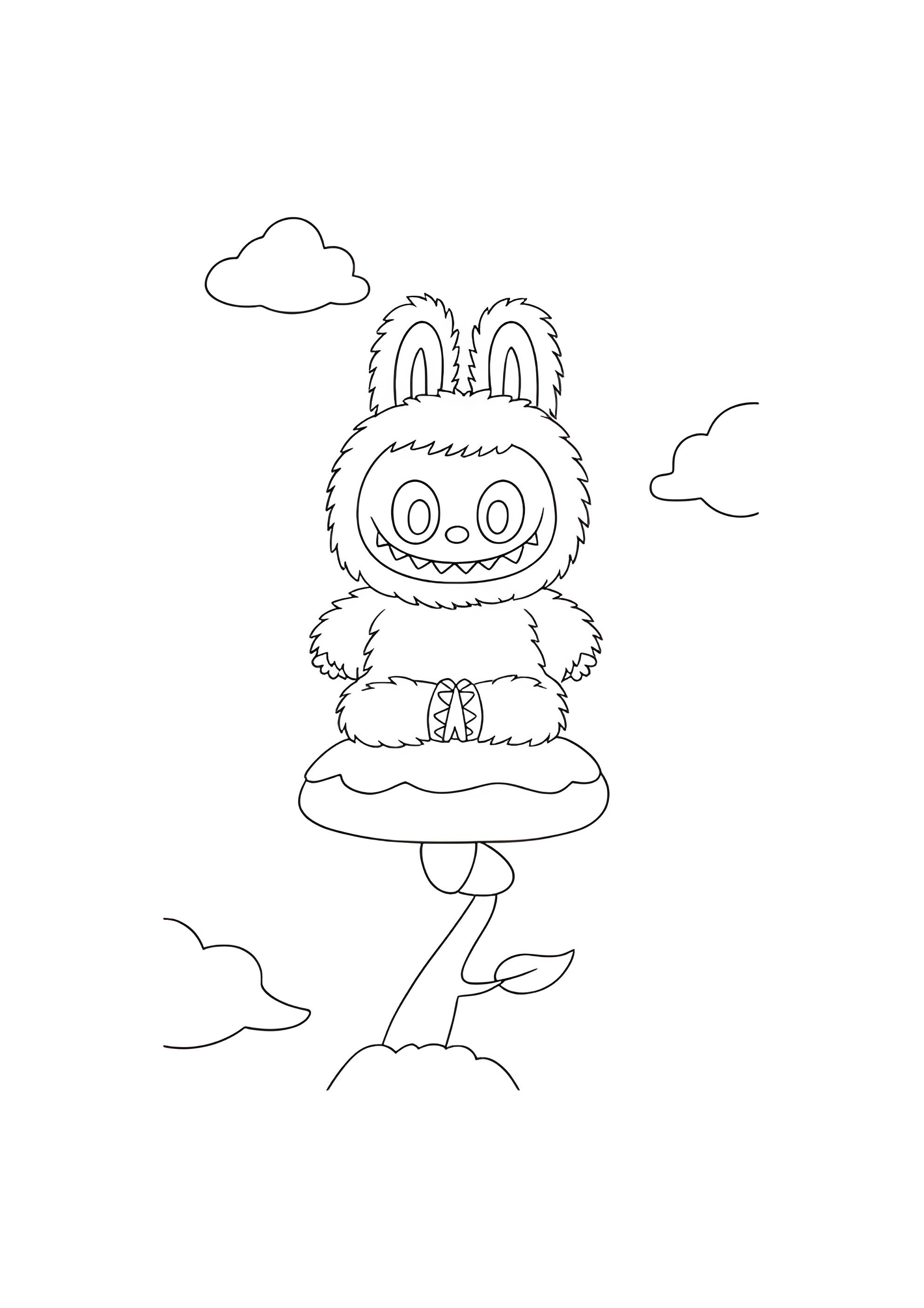 Раскраска Лабубу медитирует