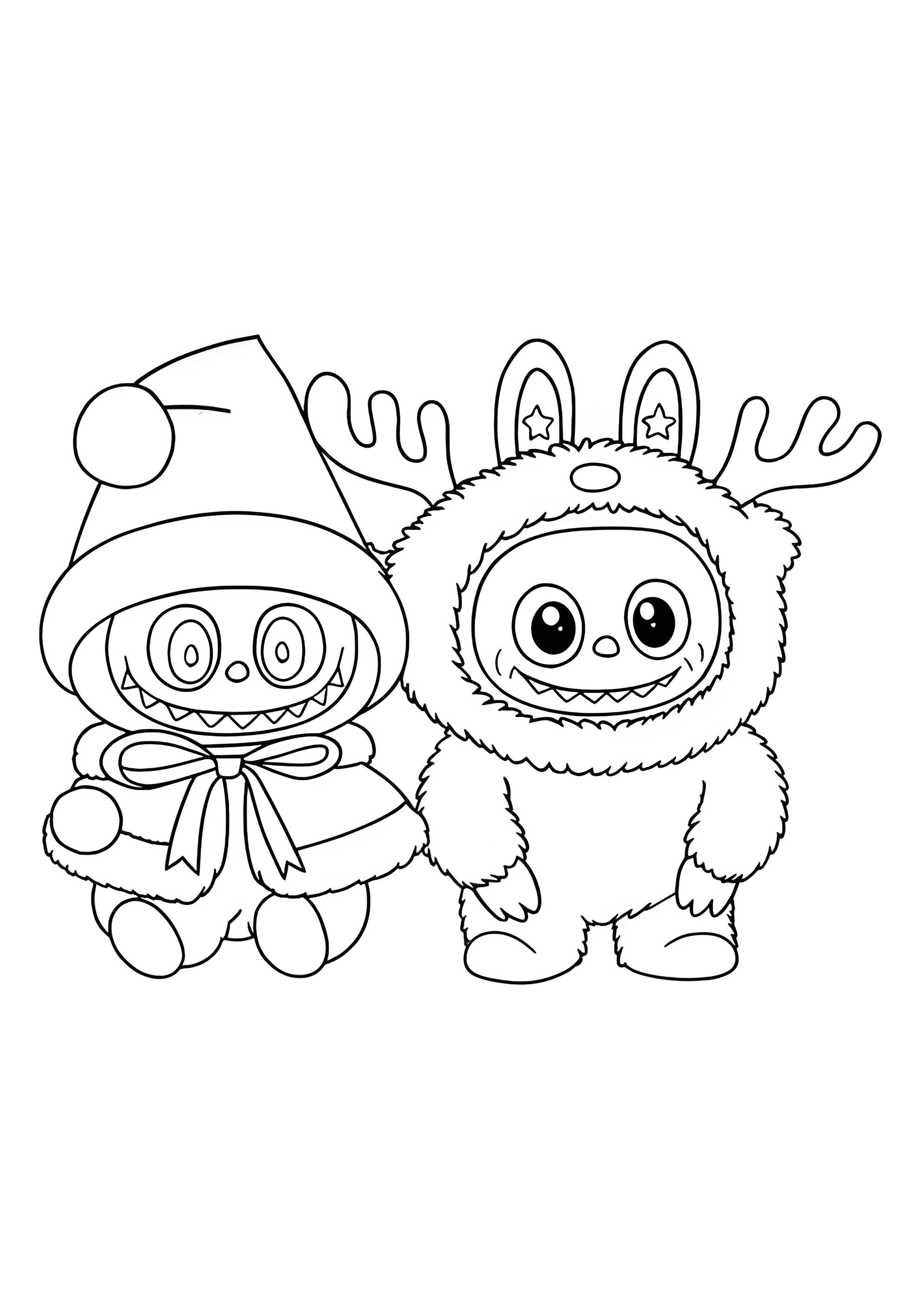 Раскраска Лабубу на Новый год