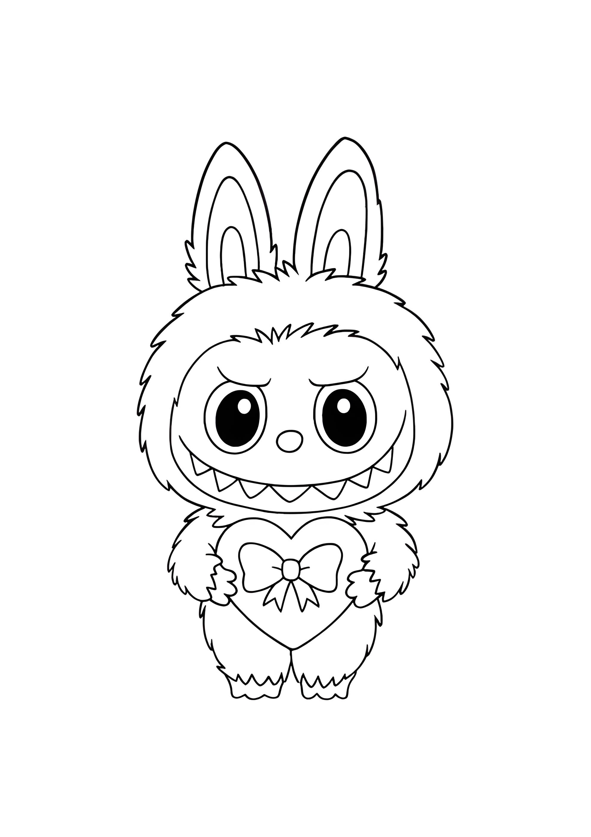 Раскраска Лабубу с сердечком