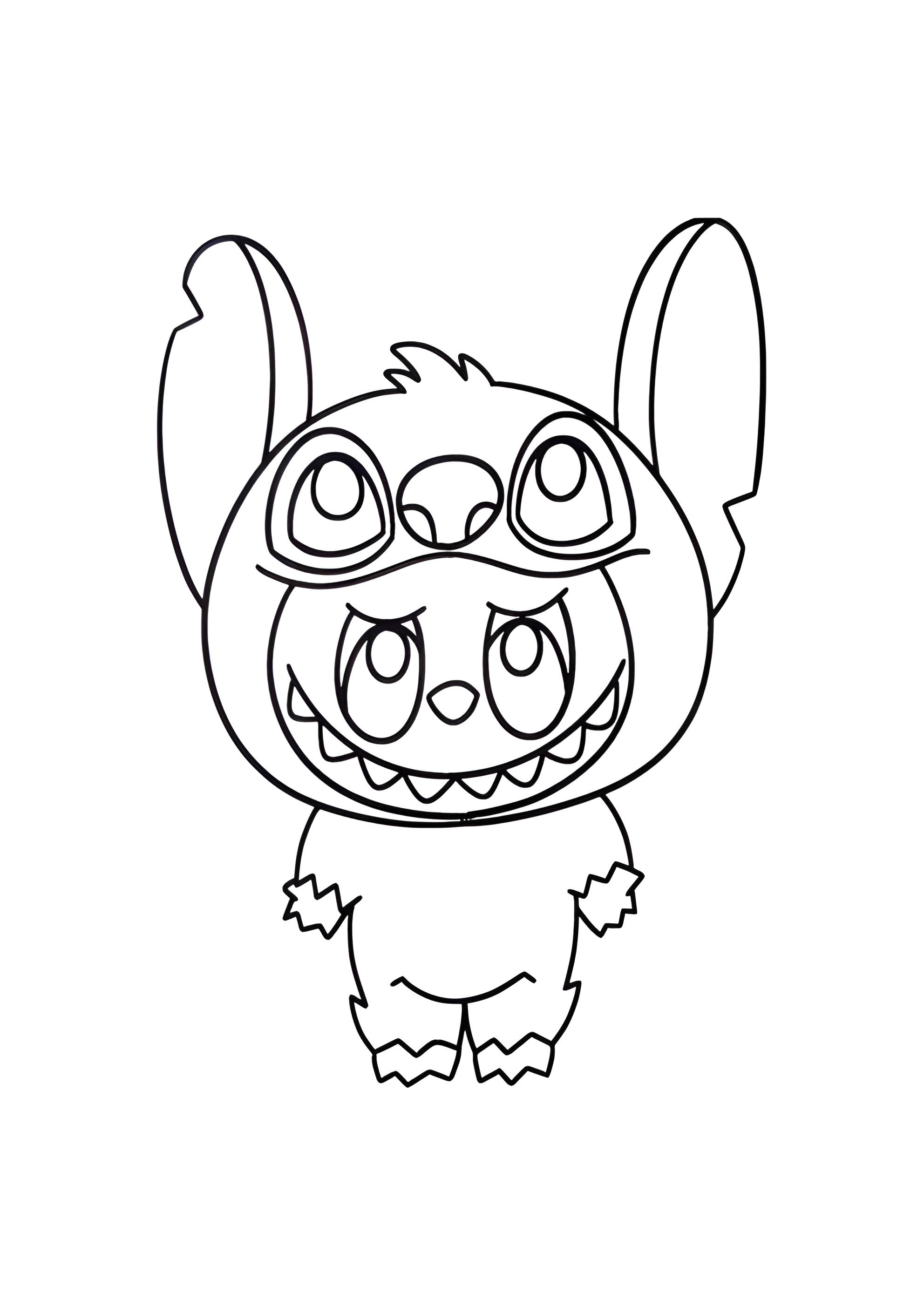 Раскраска Лабубу в кигуруми Стича