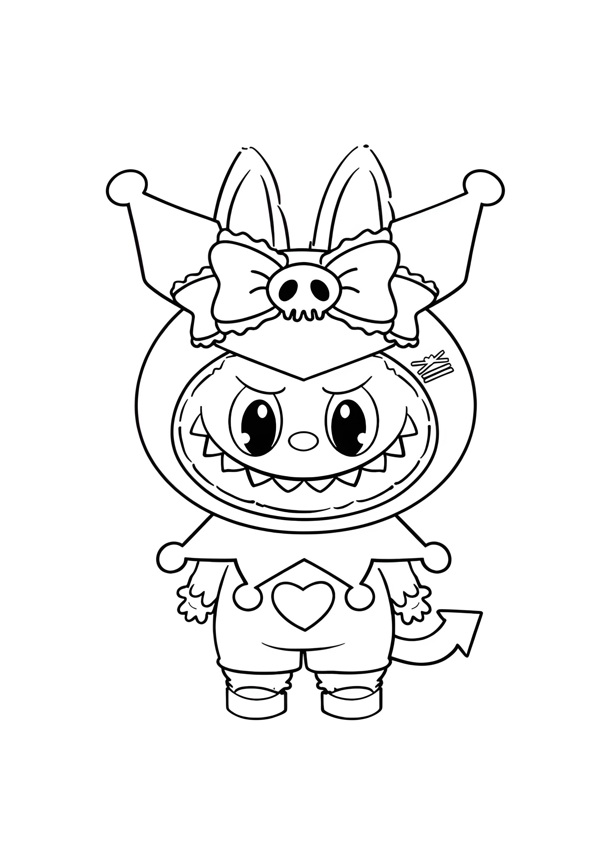 Раскраска Лабубу в костюме Куроми