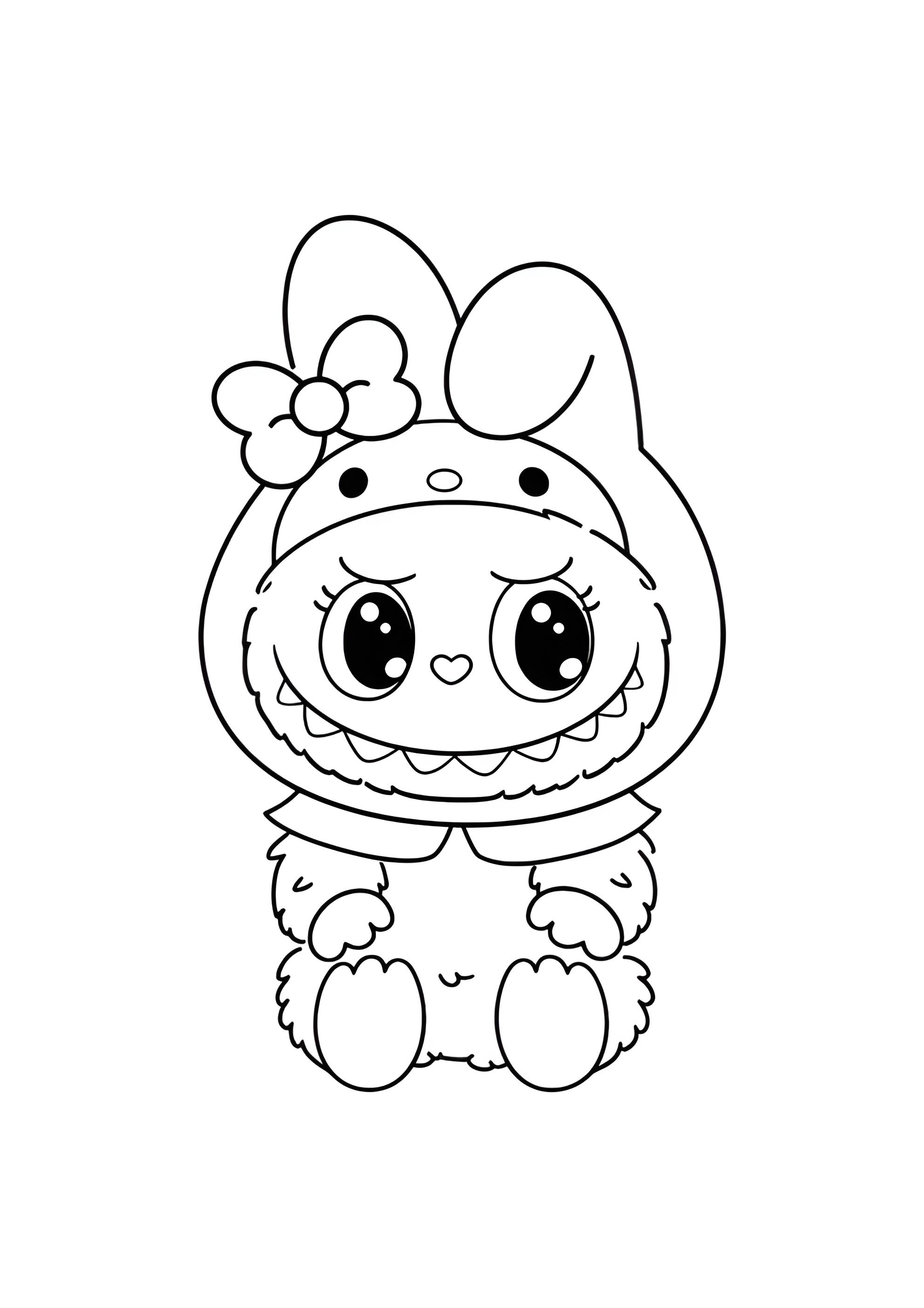 Раскраска Лабубу в костюме Май Мелоди