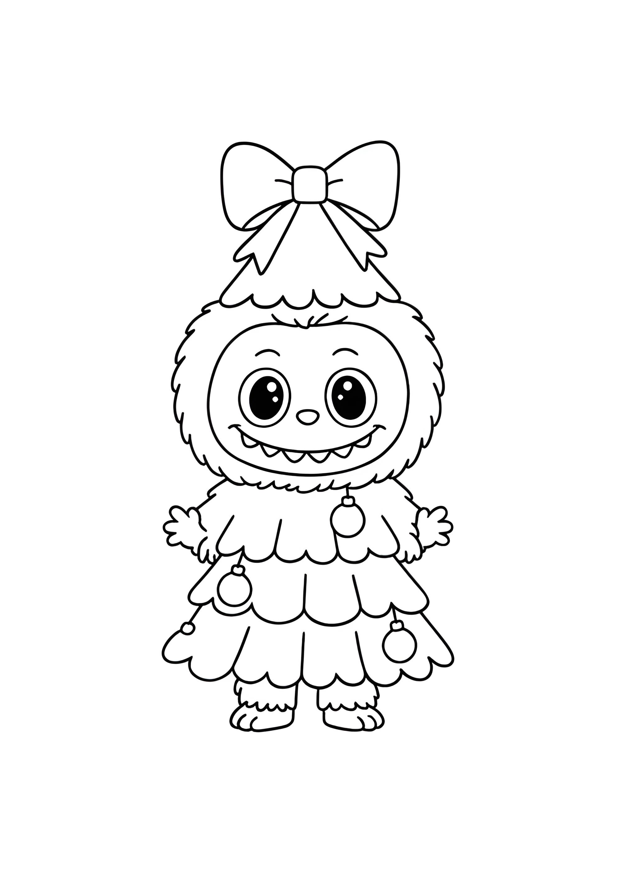 Раскраска Лабубу в костюме ёлки