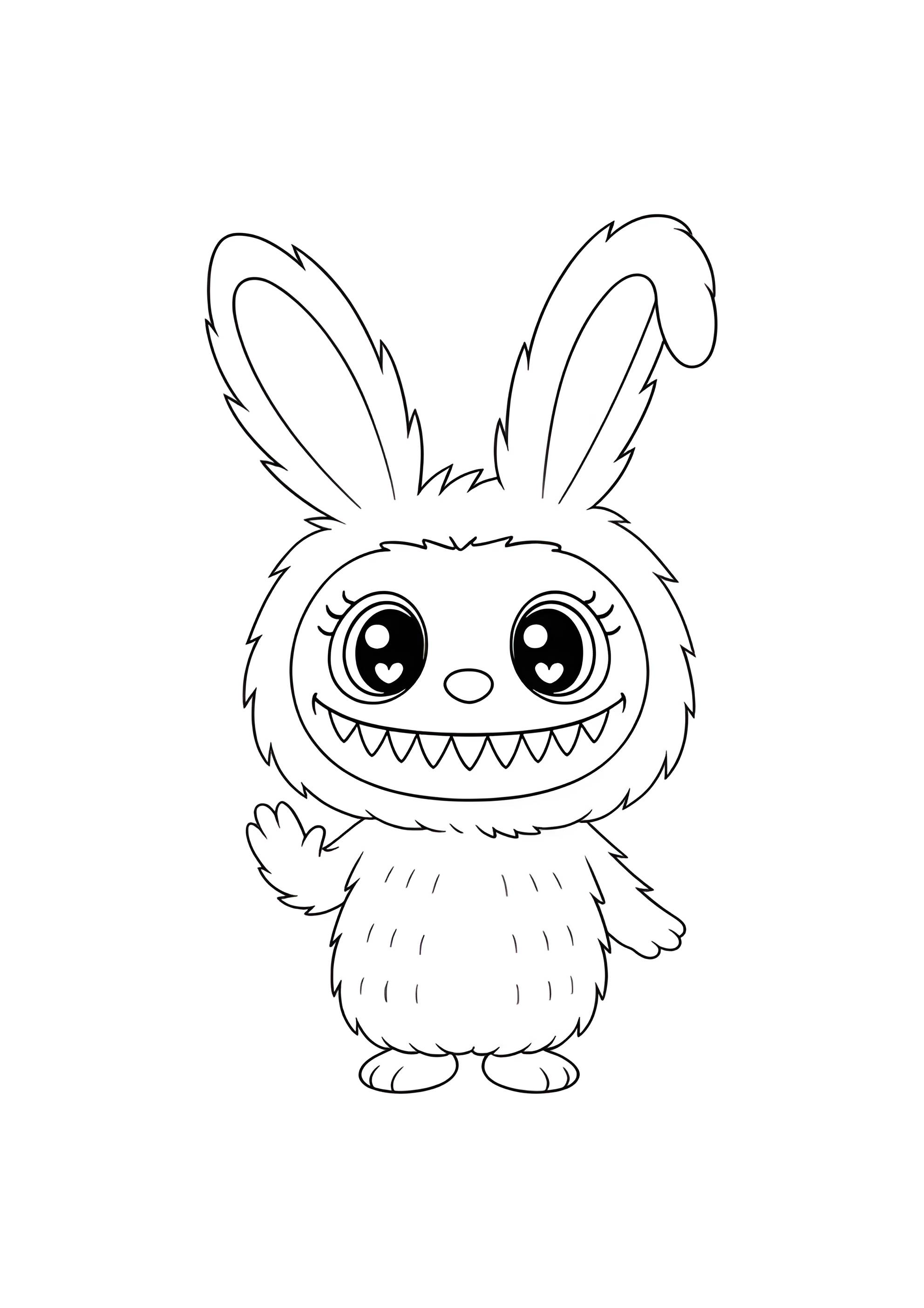 Раскраска Лабубу в костюме зайчика