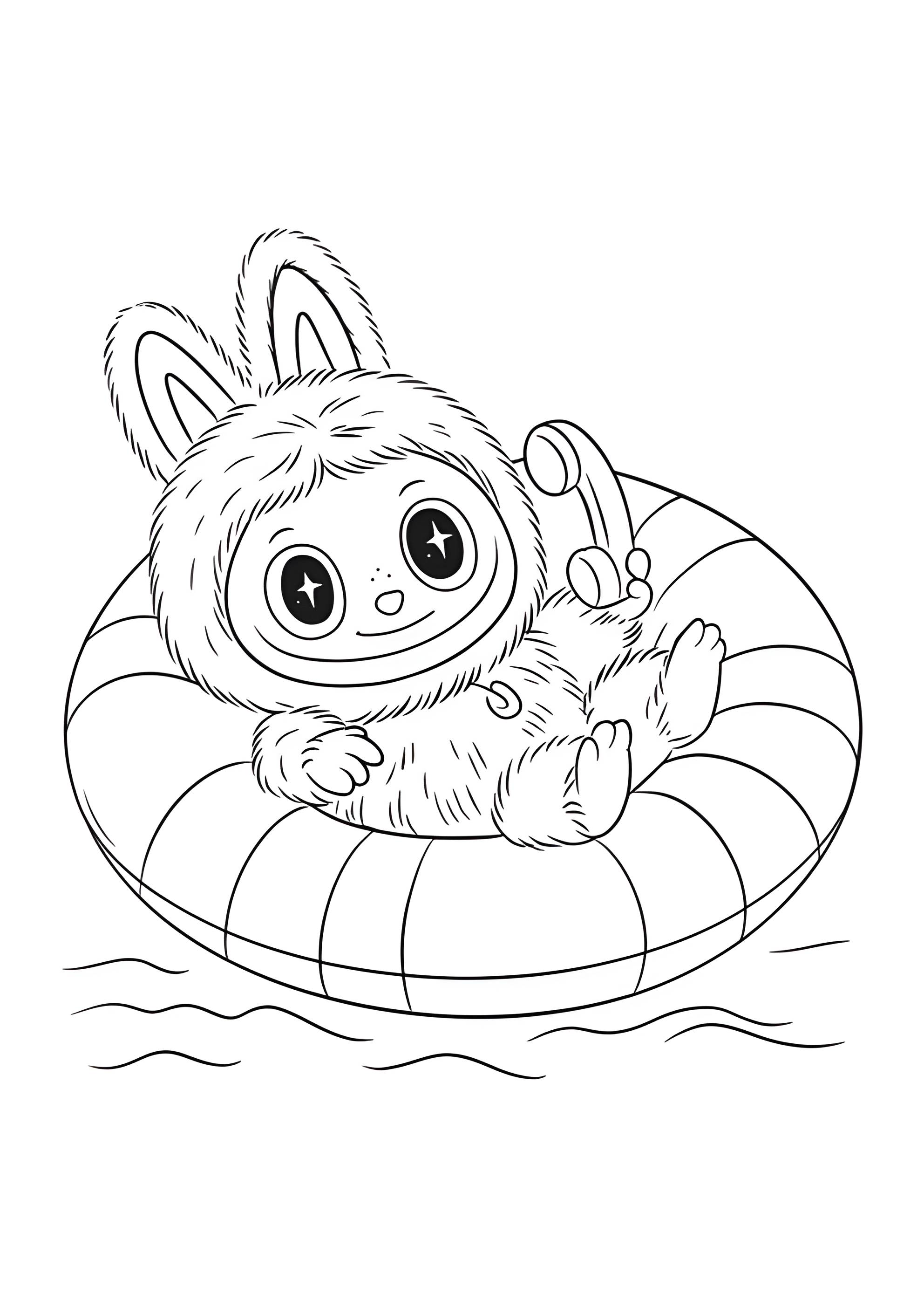 Раскраска Лабубу в надувном круге