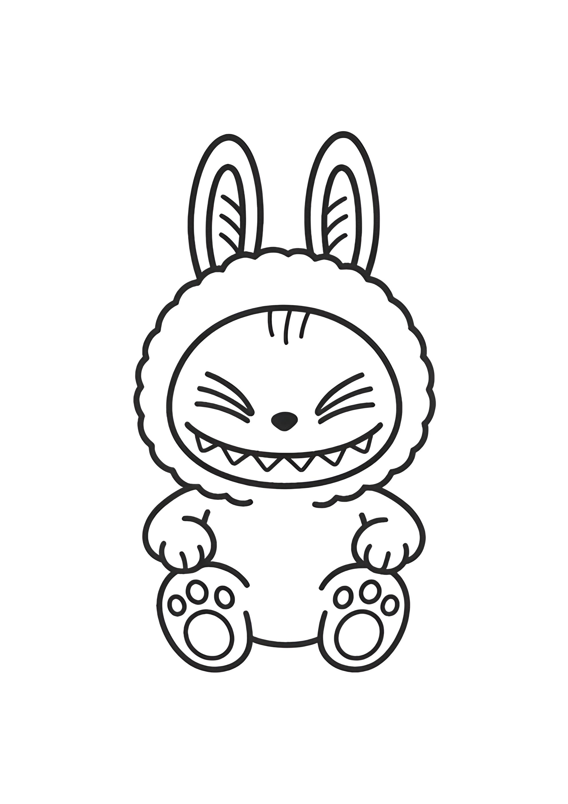 Раскраска Малышка Лабубу зажмурилась