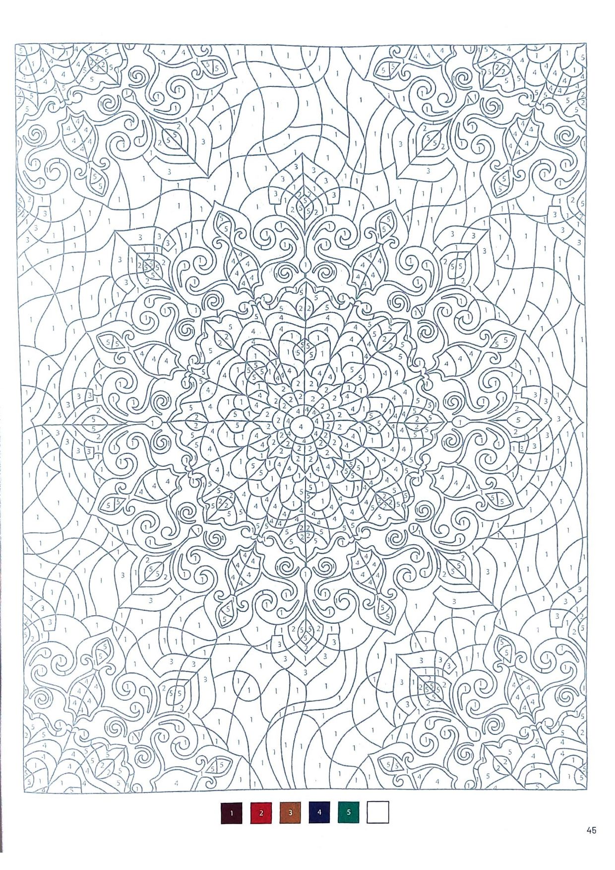 Раскраска Мандала по номерам 14