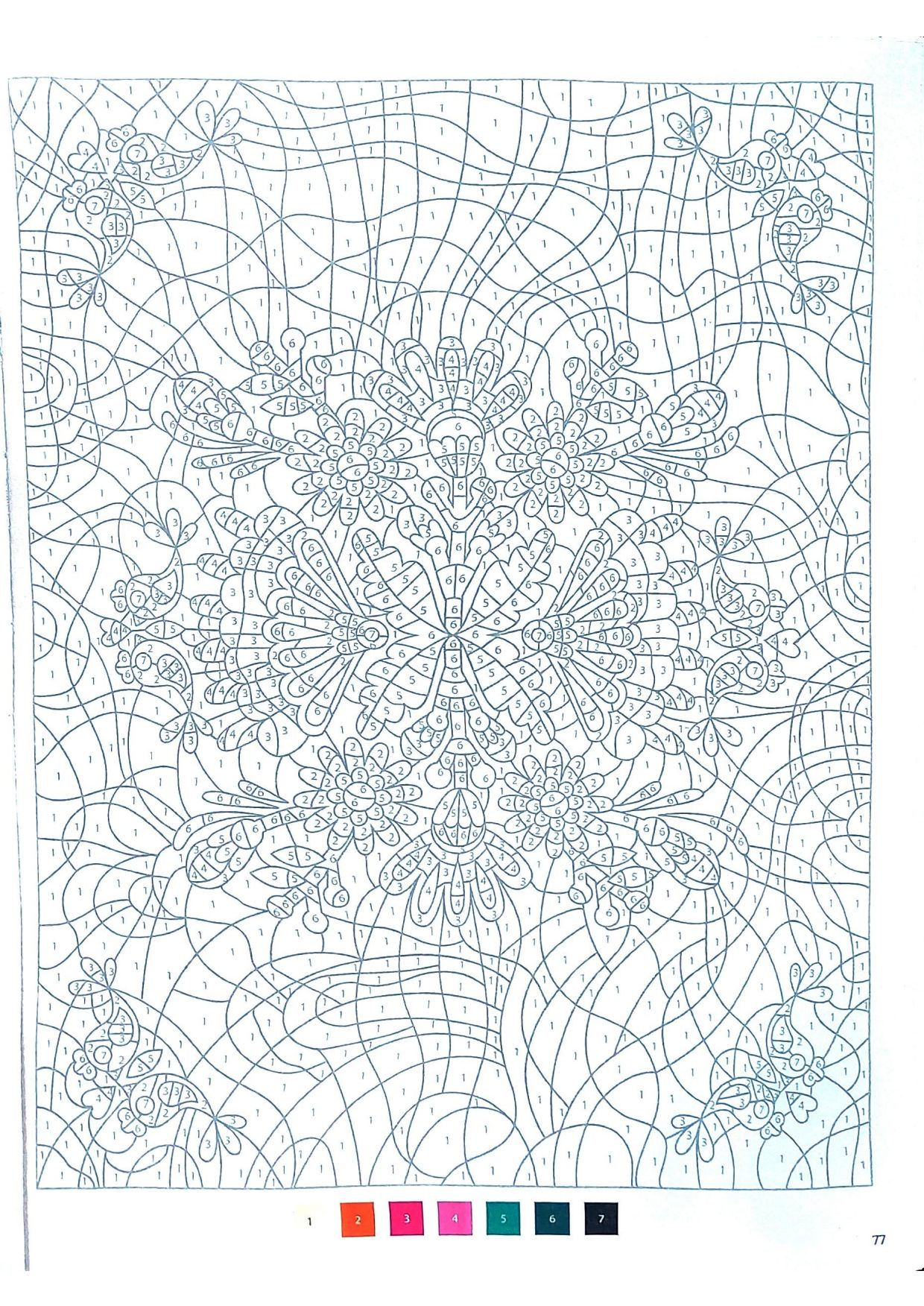 Раскраска Мандала по номерам 7