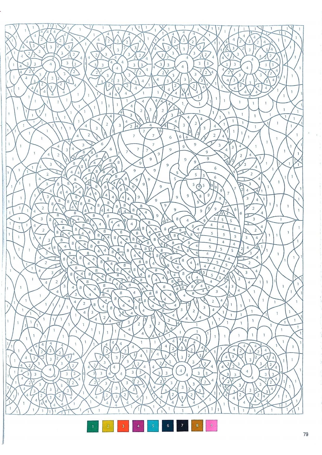 Раскраска Мандала по номерам 9