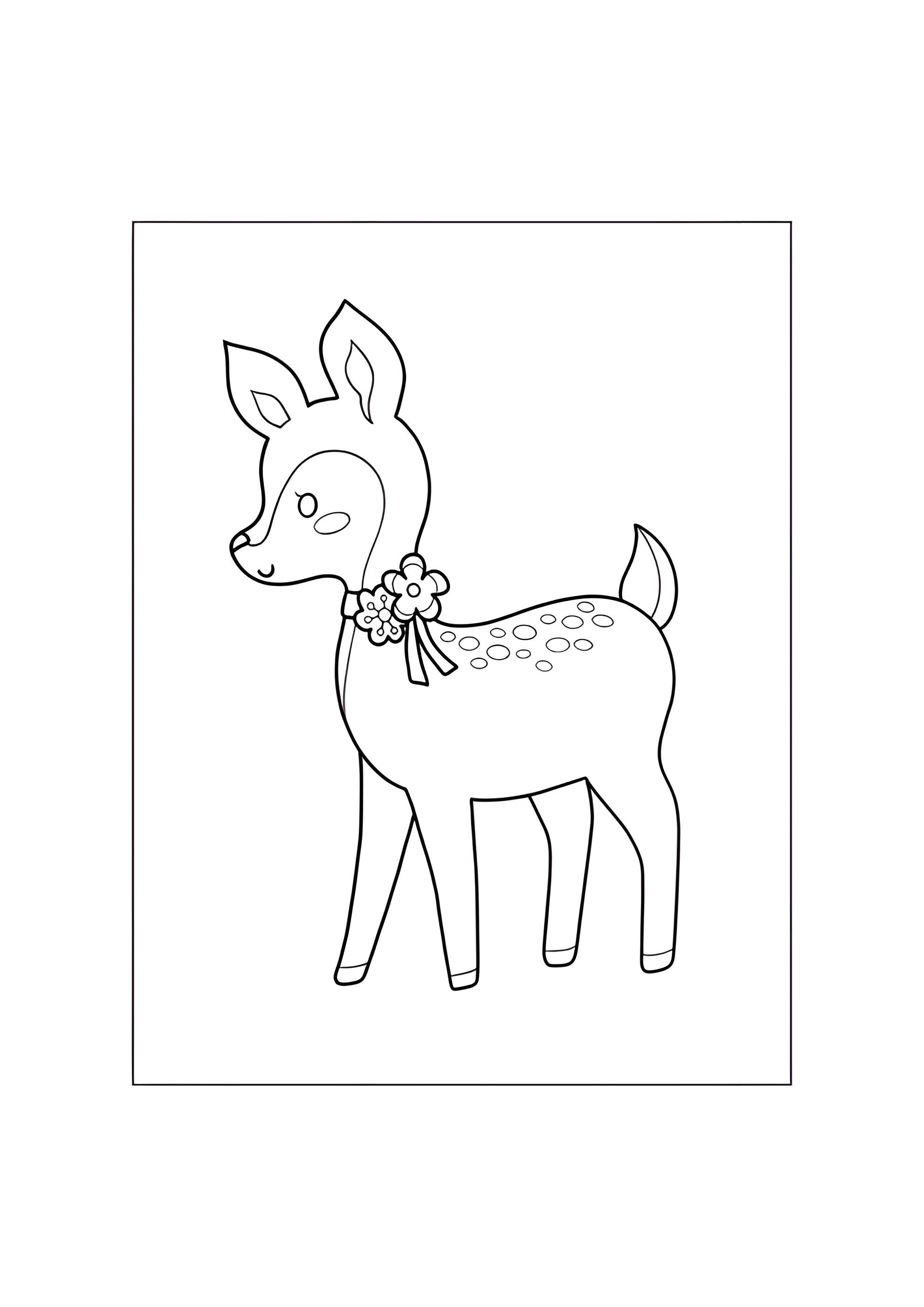 Раскраска Оленёнок с цветами