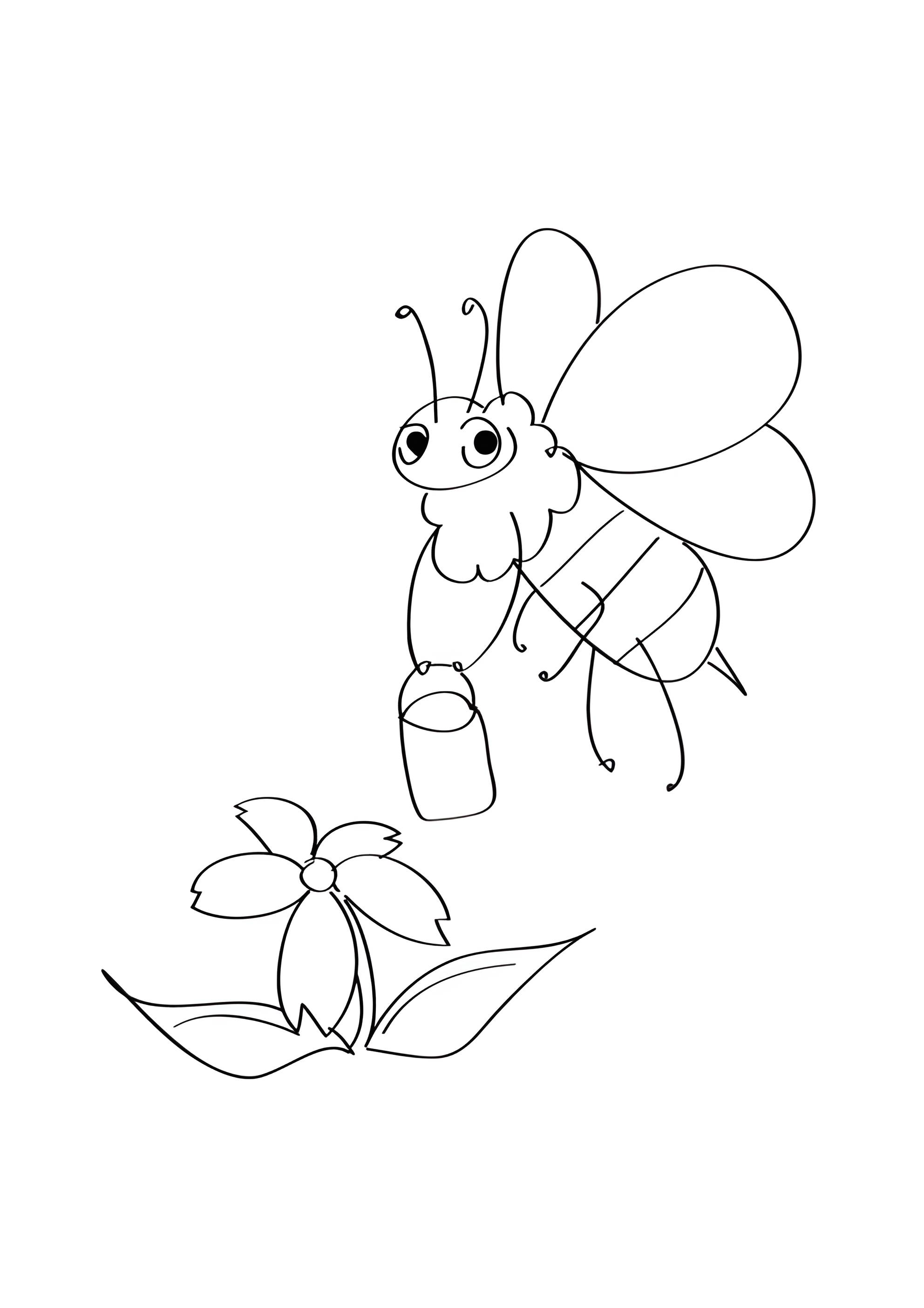 Раскраска Пчелка собирает мёд