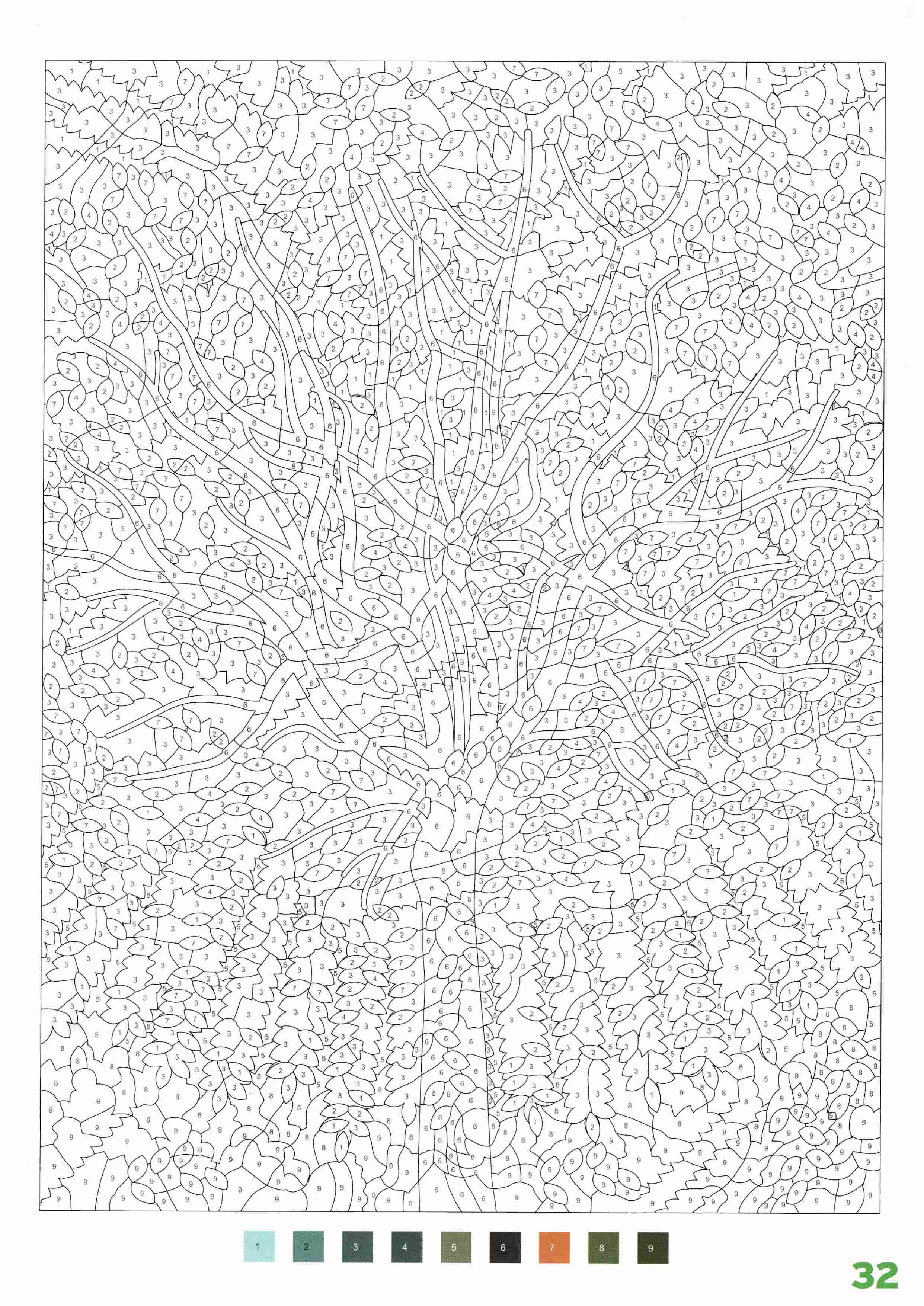 Раскраска Природа по номерам 32