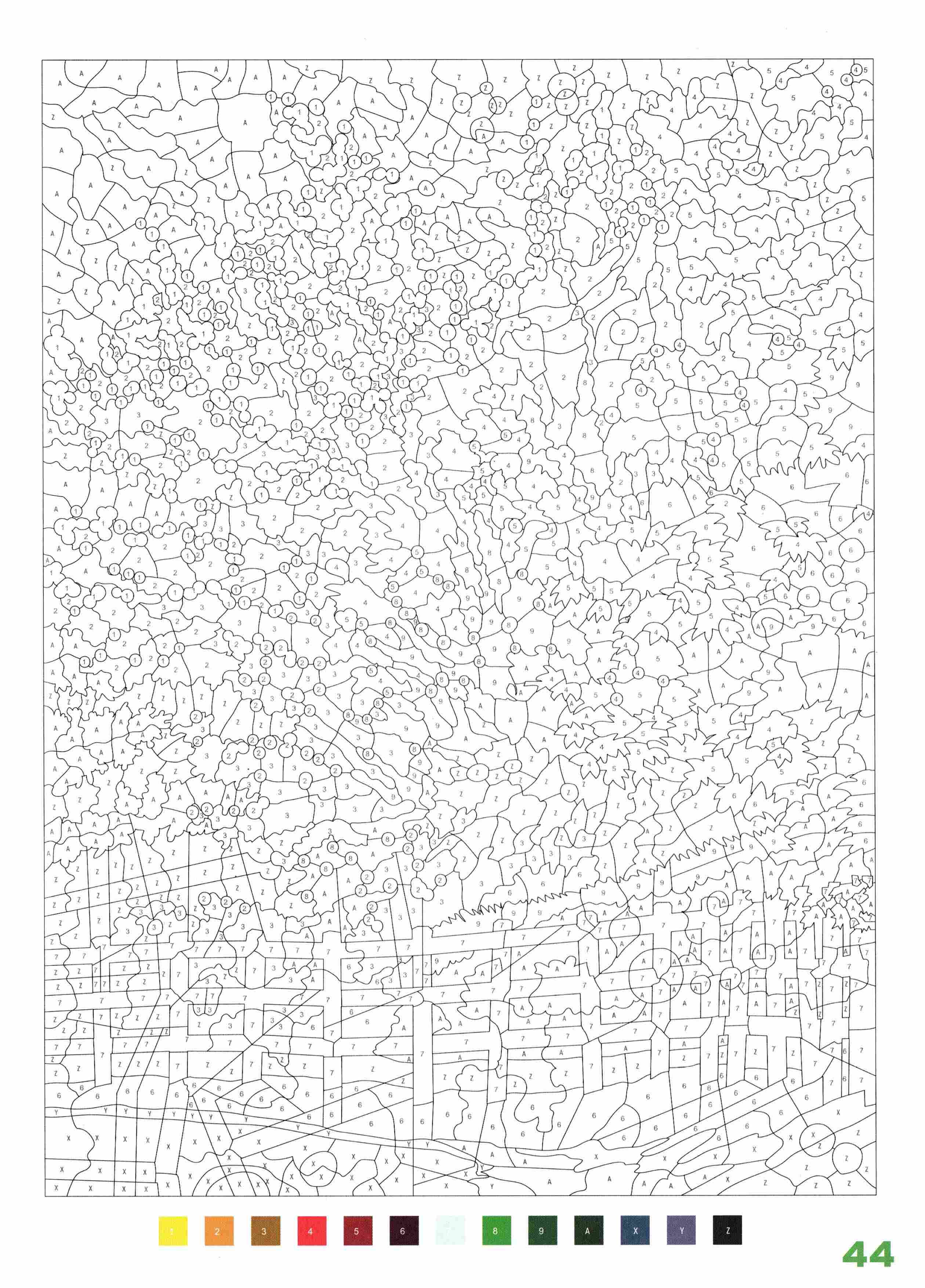 Раскраска Природа по номерам 44