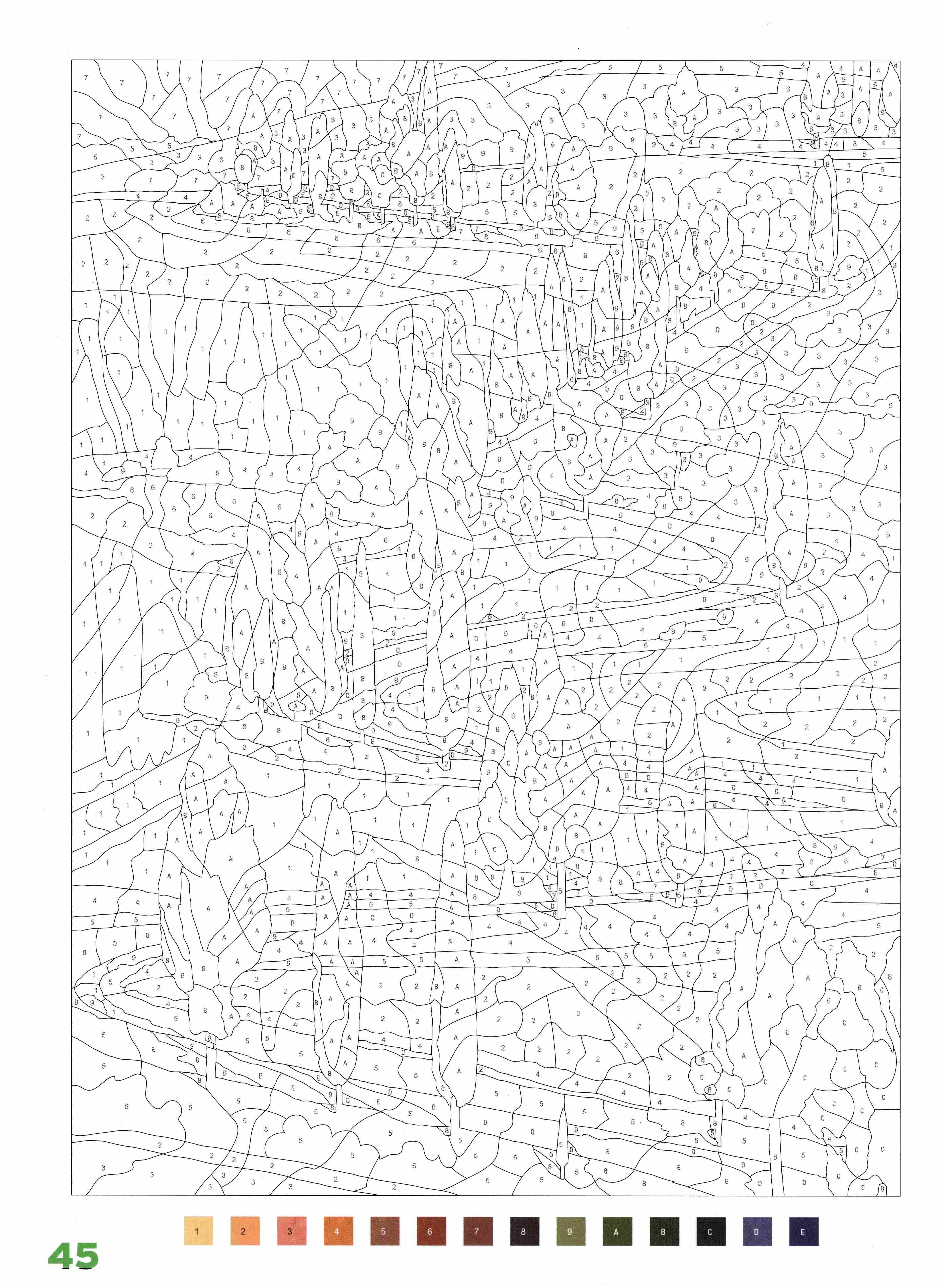 Раскраска Природа по номерам 45