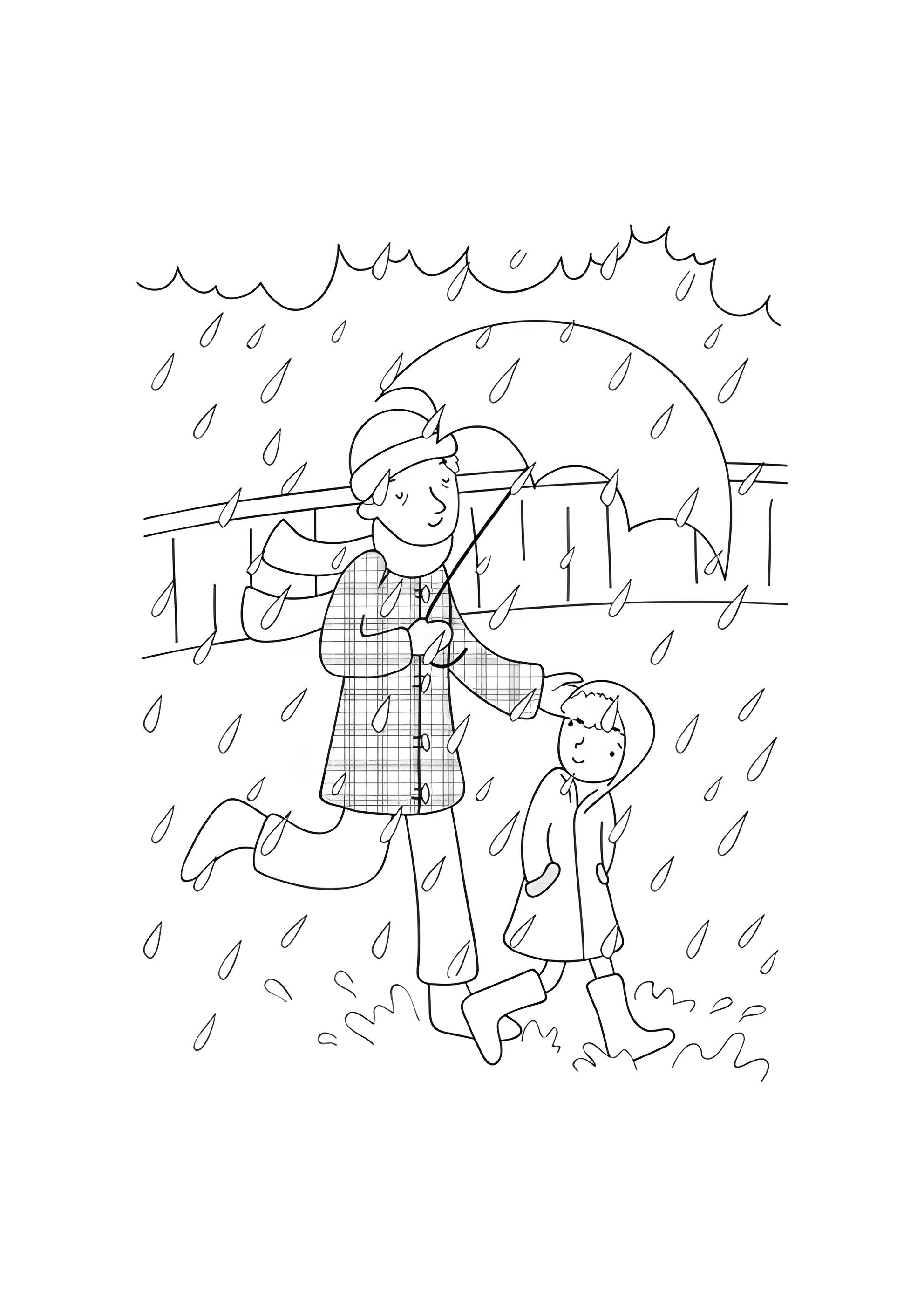 Раскраска Прогулка под дождём