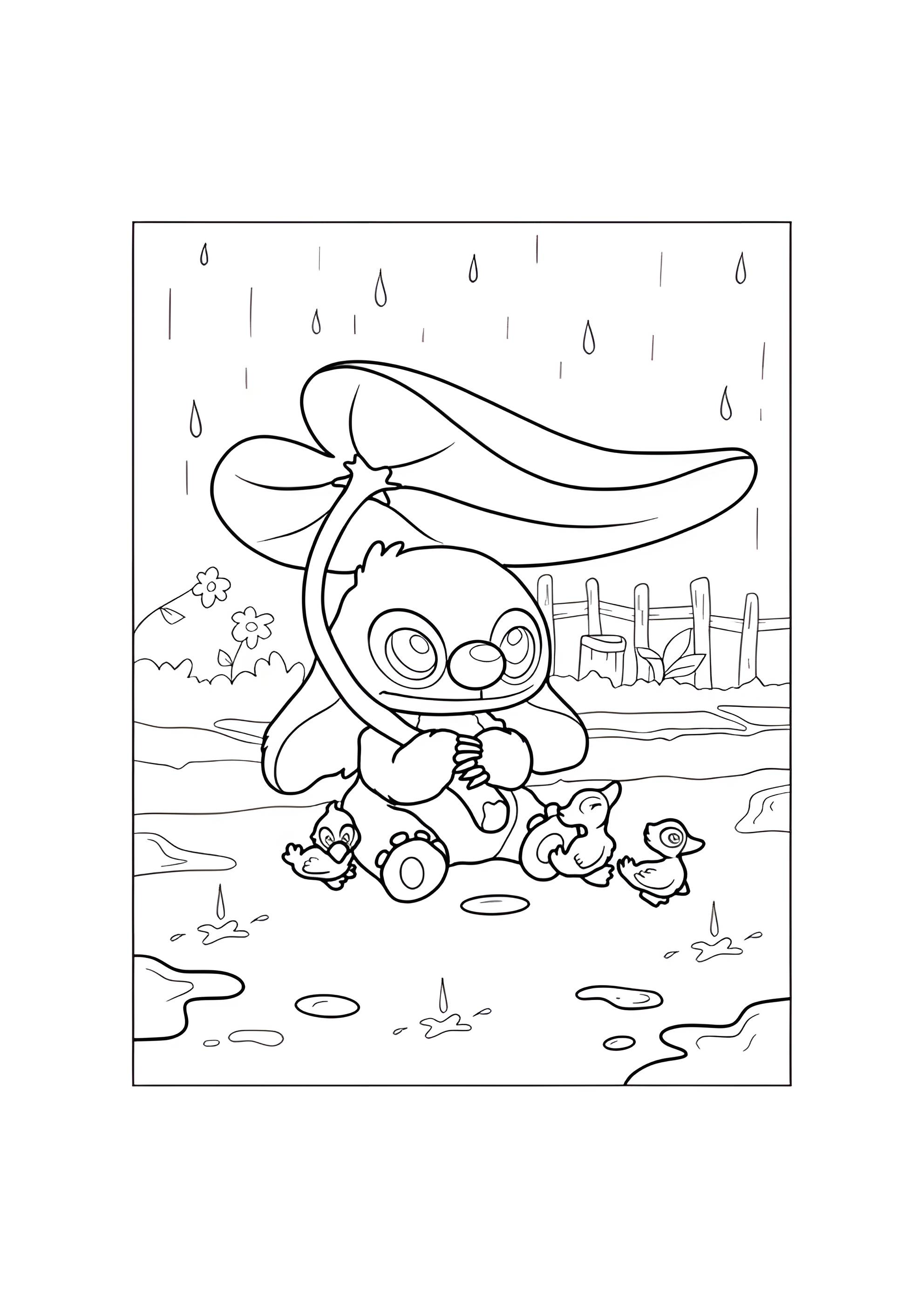 Раскраска Стич и утята