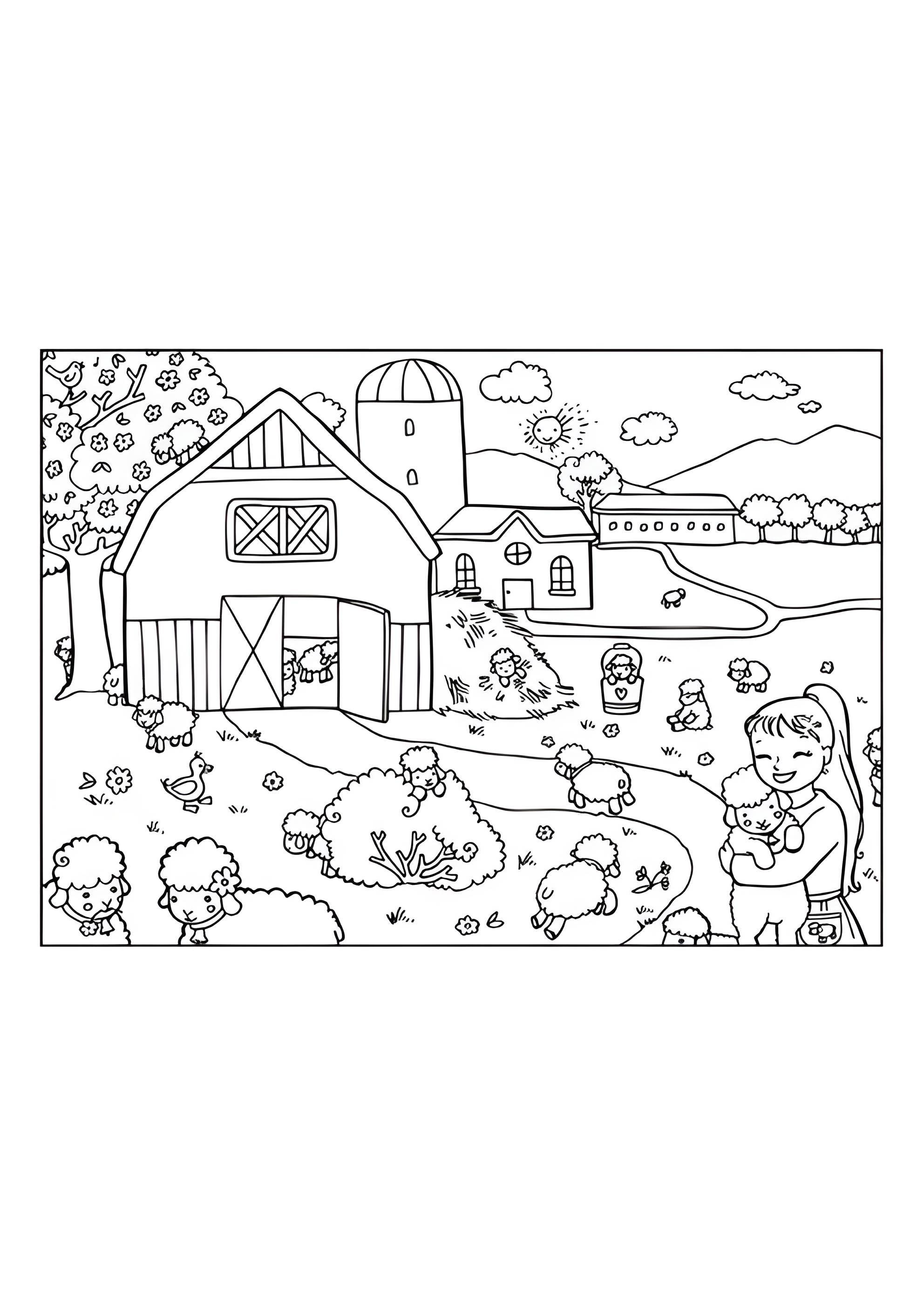 Раскраска В деревне весной