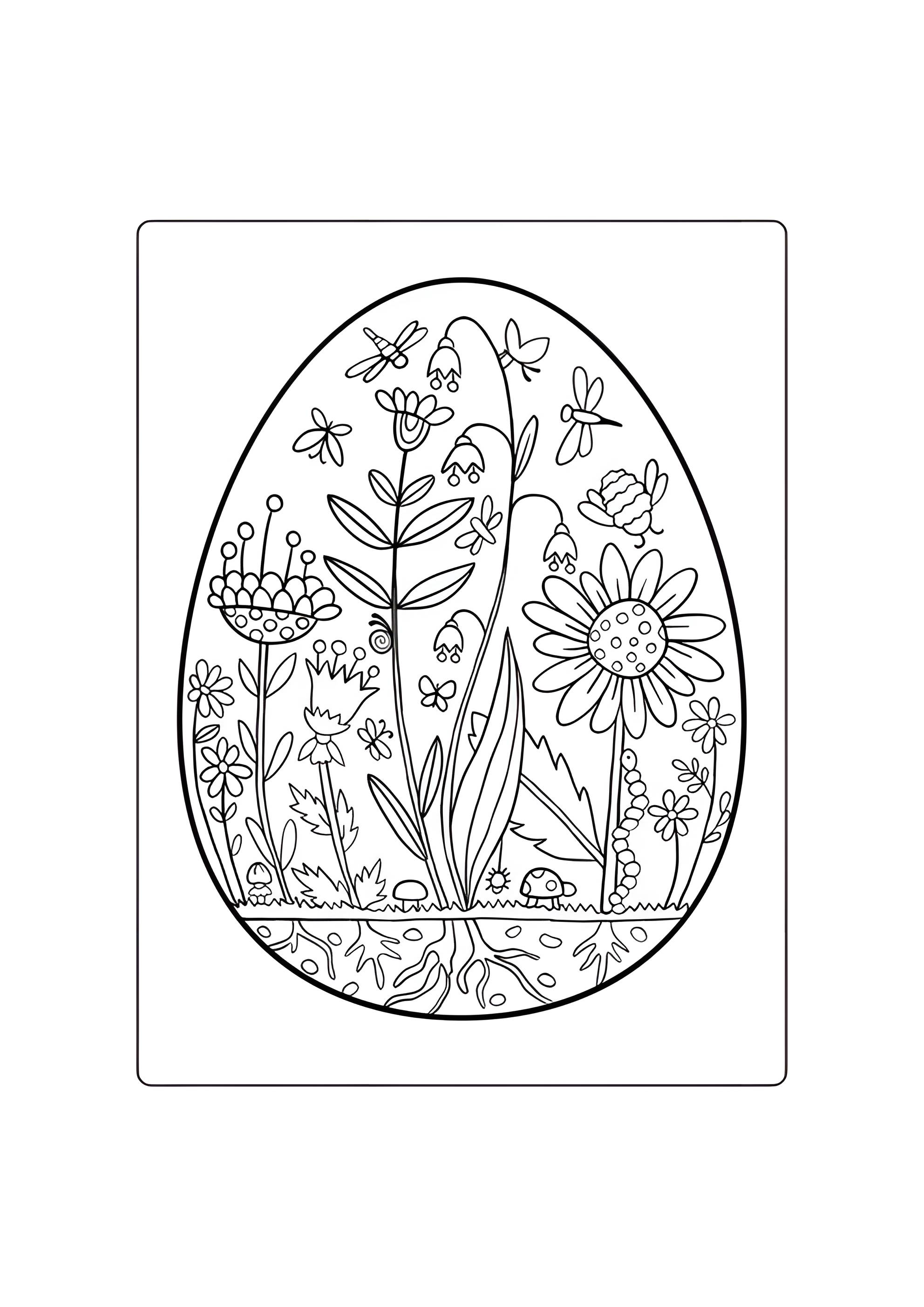 Раскраска Весенние цветочки на яйце