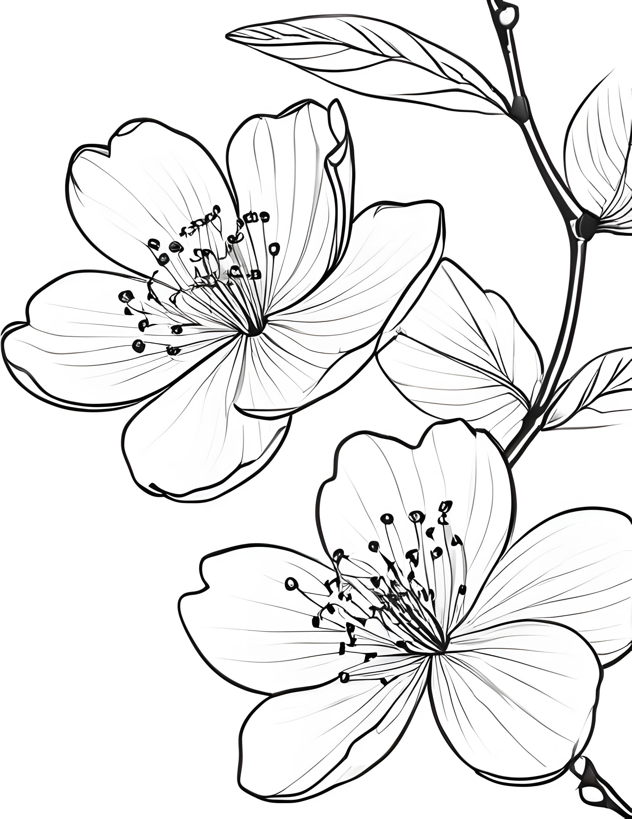 Раскраска Ветка цветущей сакуры