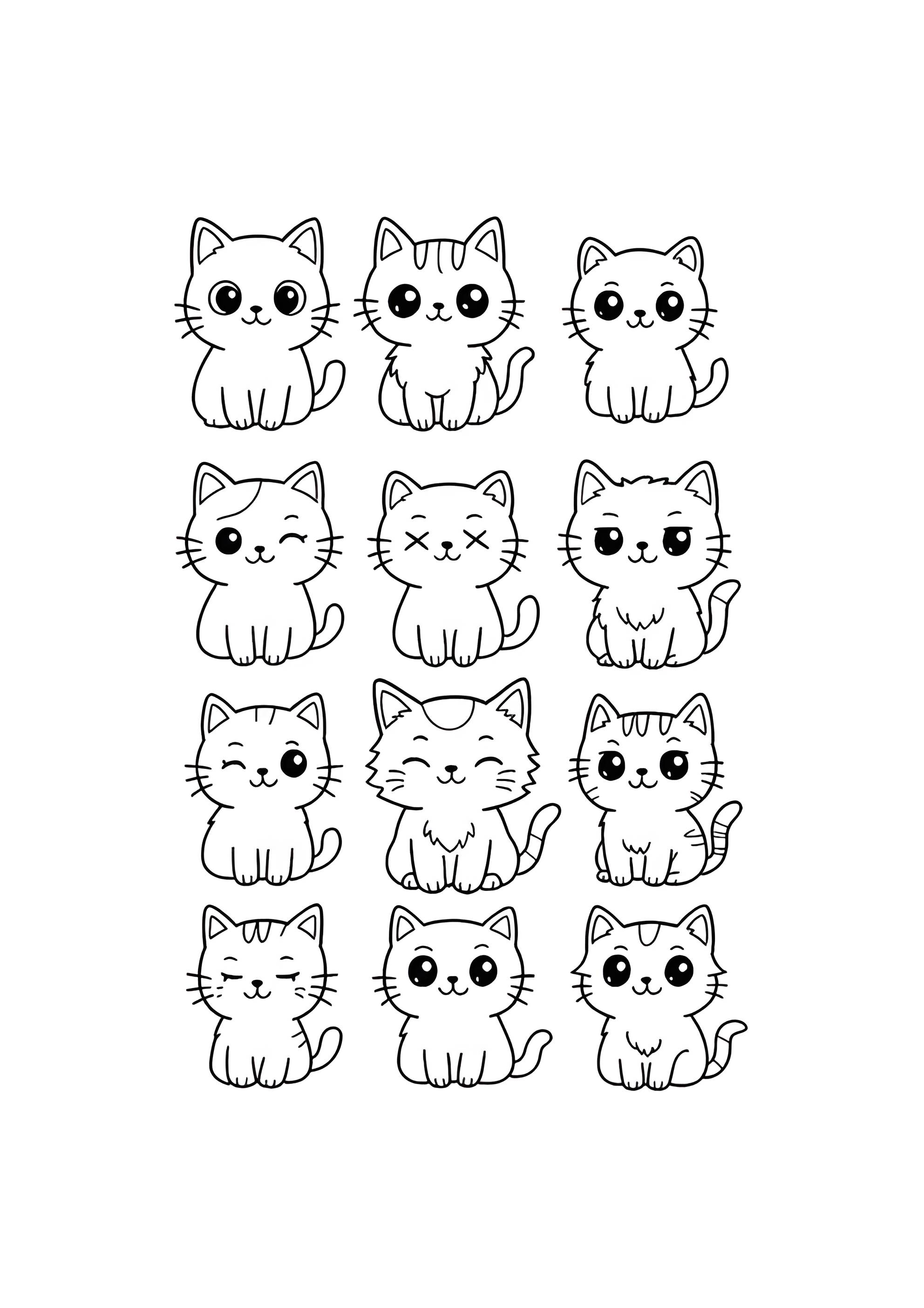 Раскраска 12 милых котят