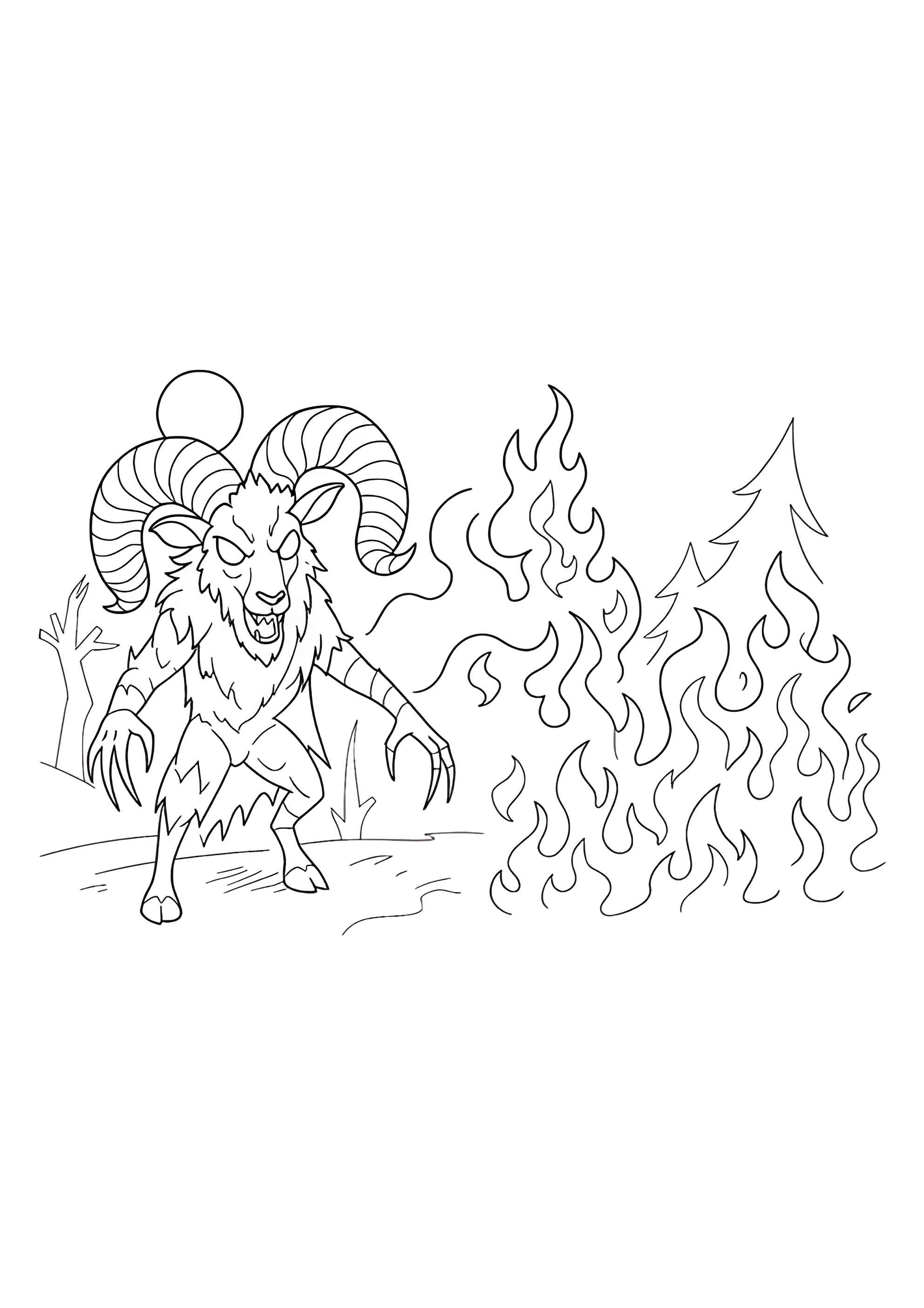 Раскраска Адский Баран из 99 ночей в лесу