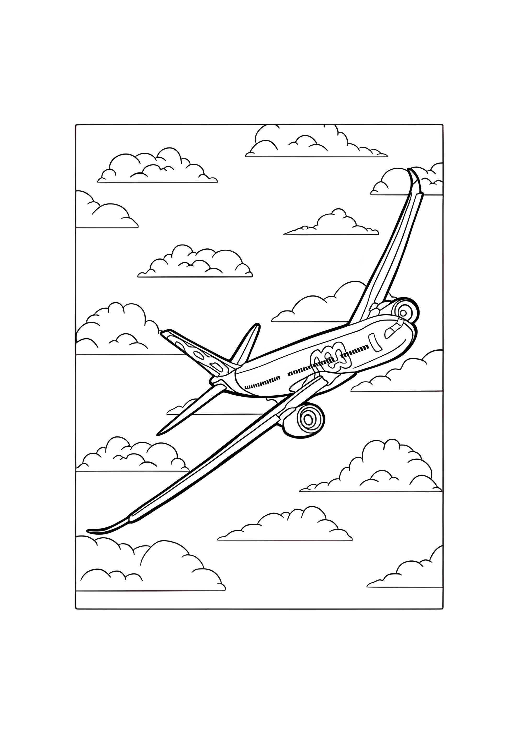 Раскраска Аэробус A320 в облаках