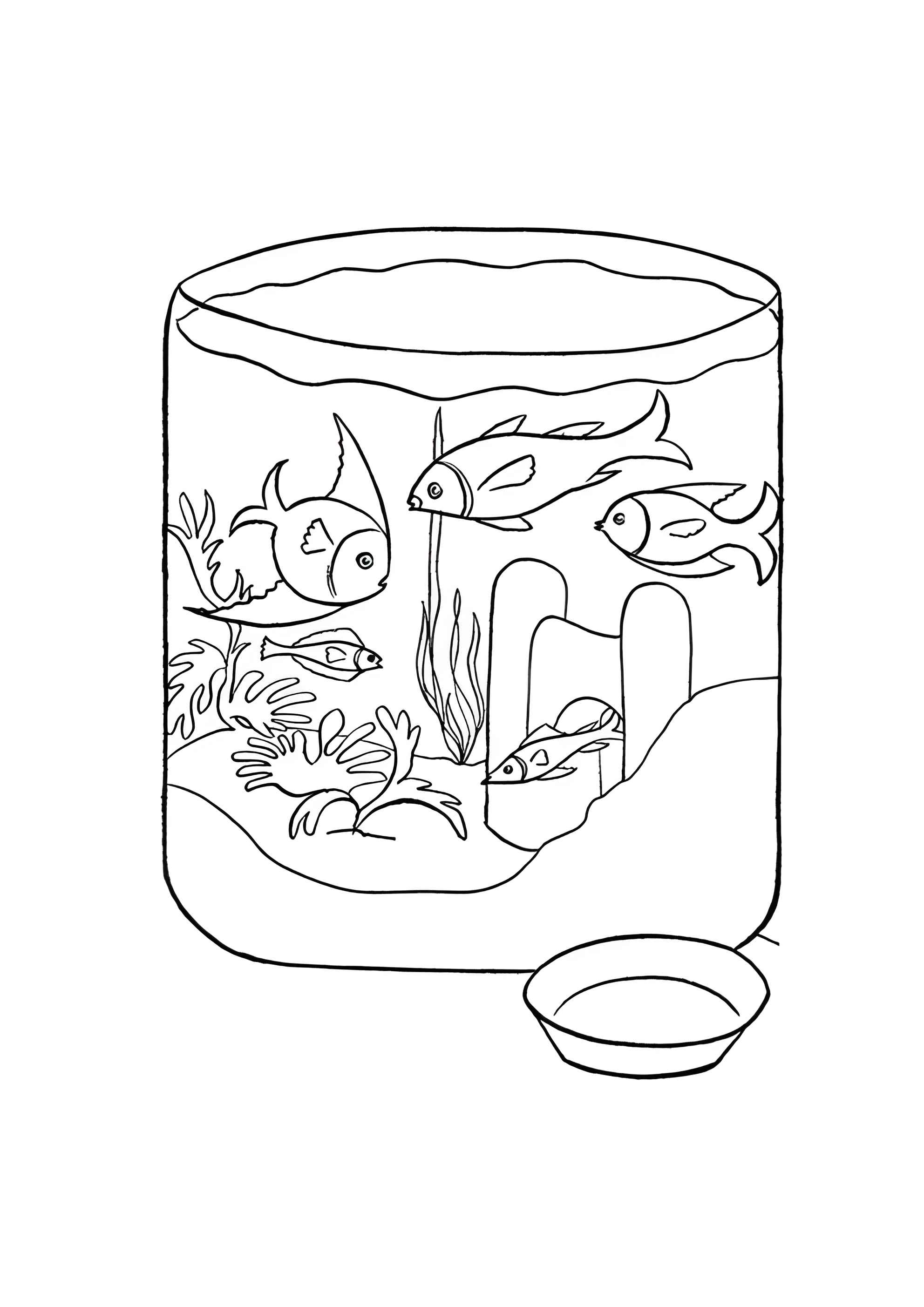 Раскраска Аквариум с рыбками