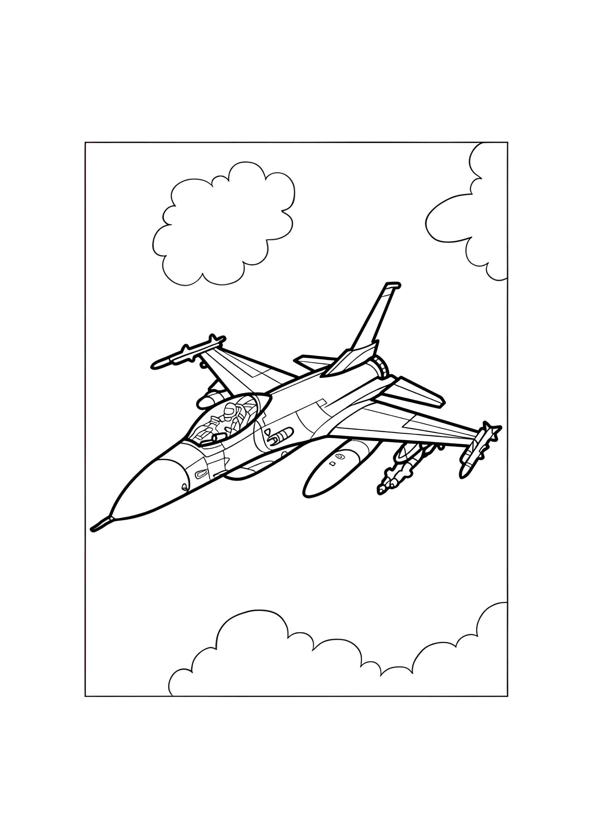 Раскраска Американский истребитель F-16 Боевой сокол