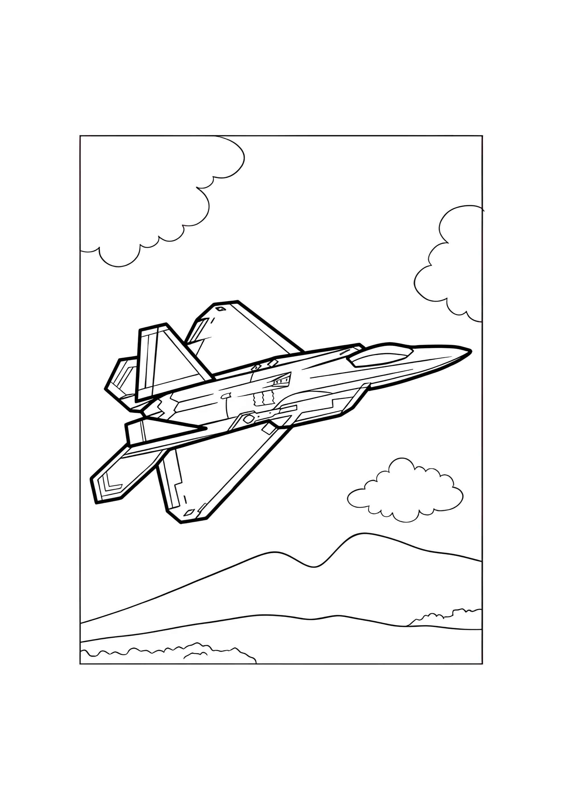Раскраска Американский истребитель F-22 Раптор