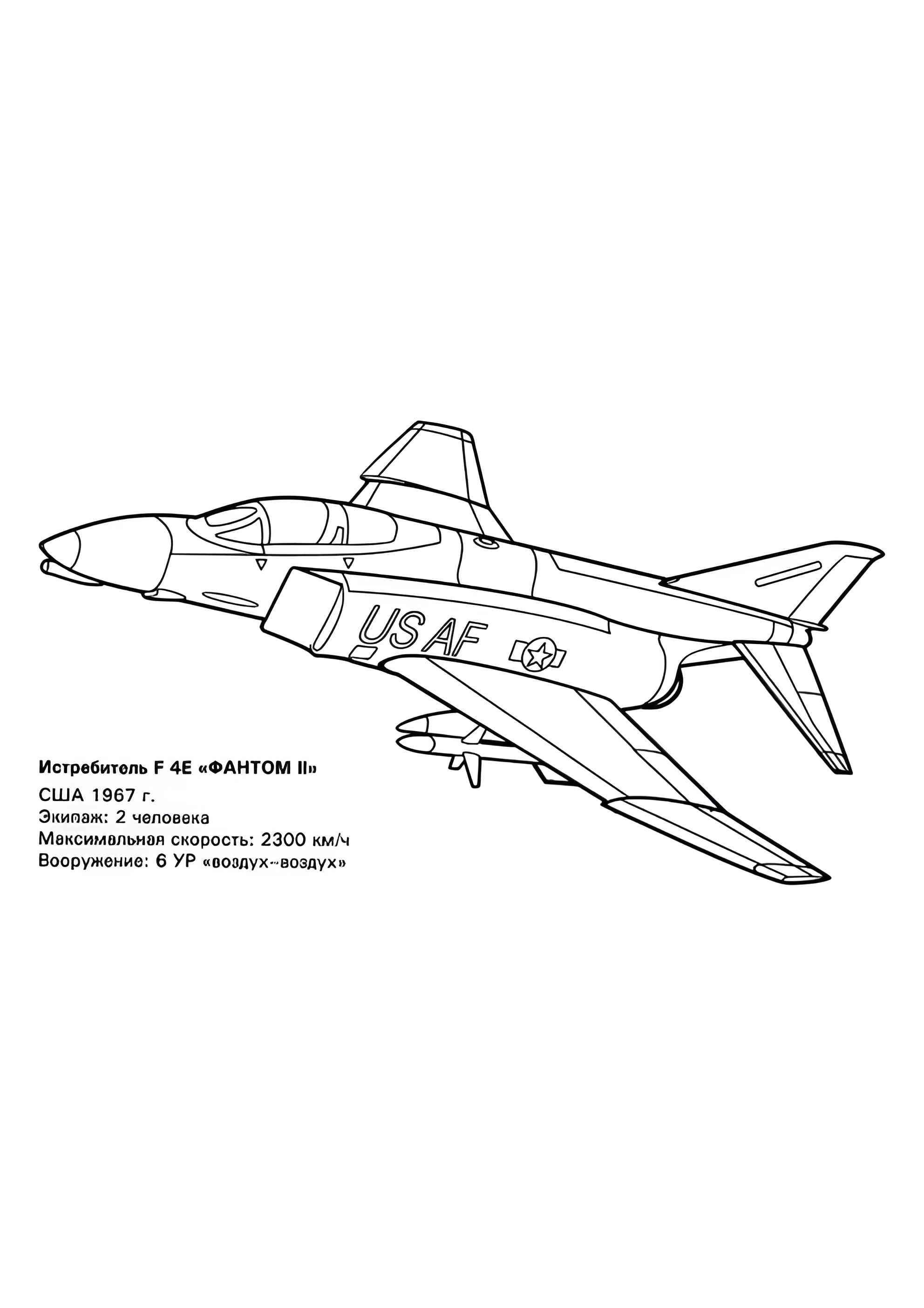 Раскраска Американский истребитель Фантом II