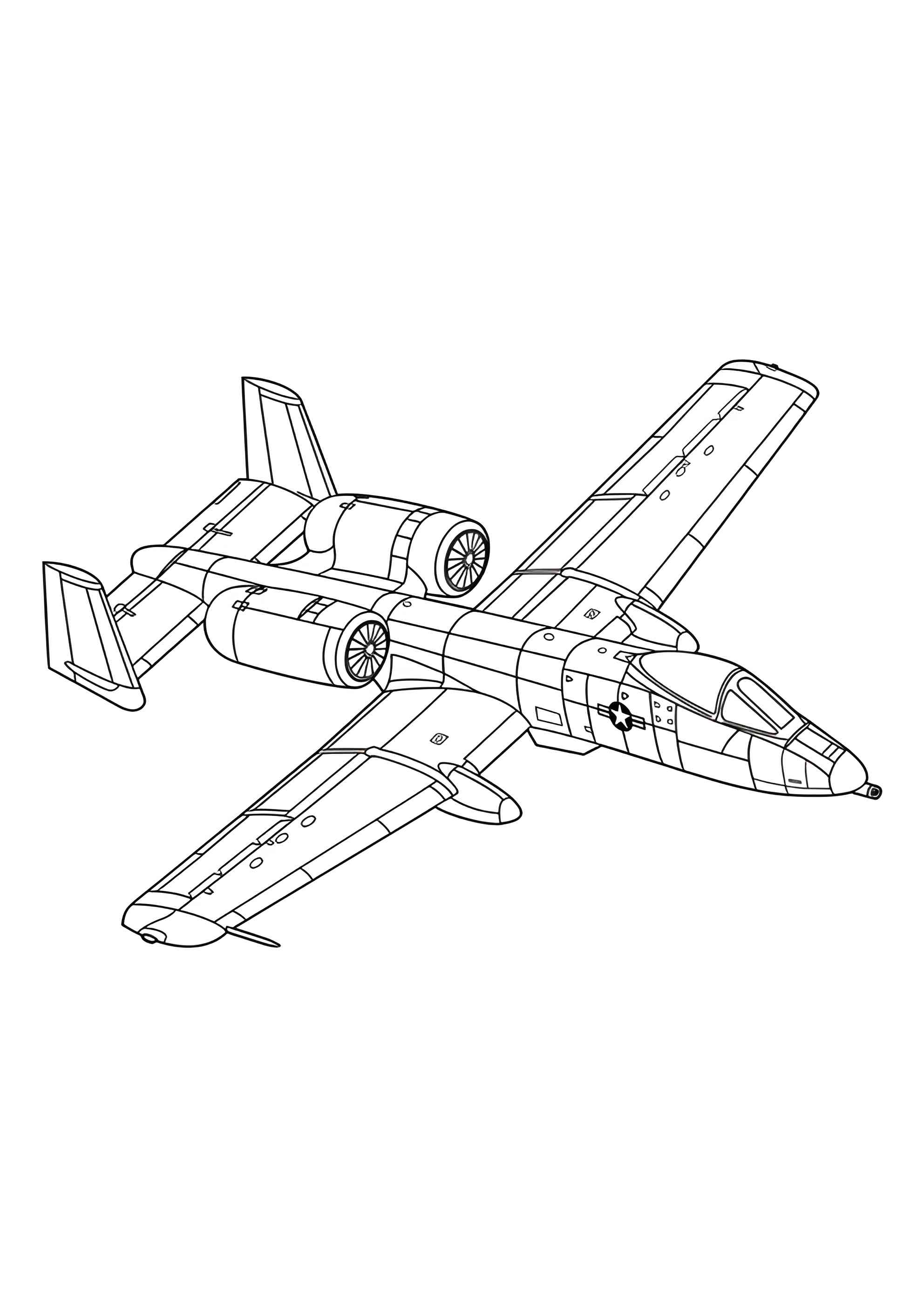Раскраска Американский штурмовик A-10 Тандерболт II