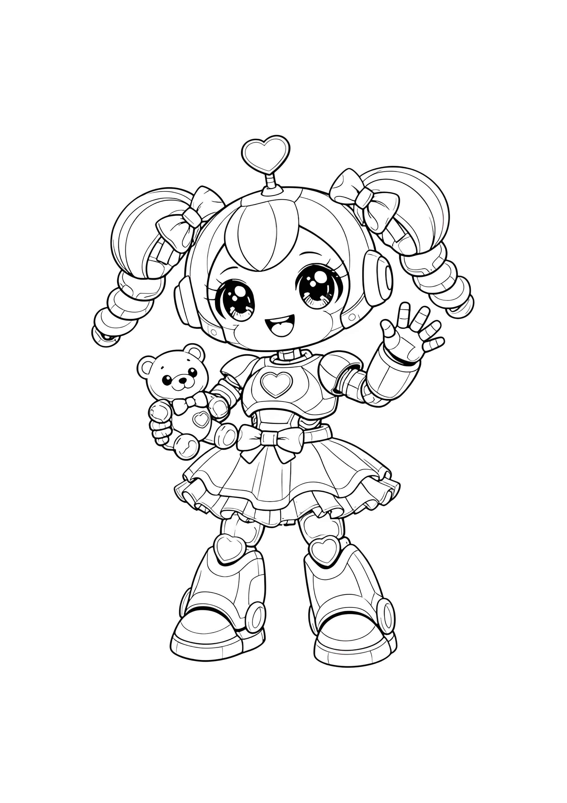 Раскраска Аниме девочка робот