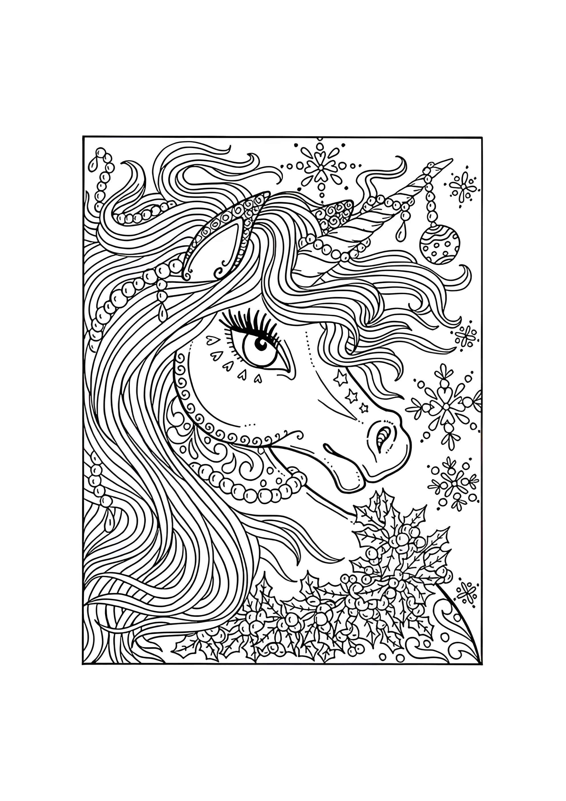 Раскраска Антистресс голова единорога