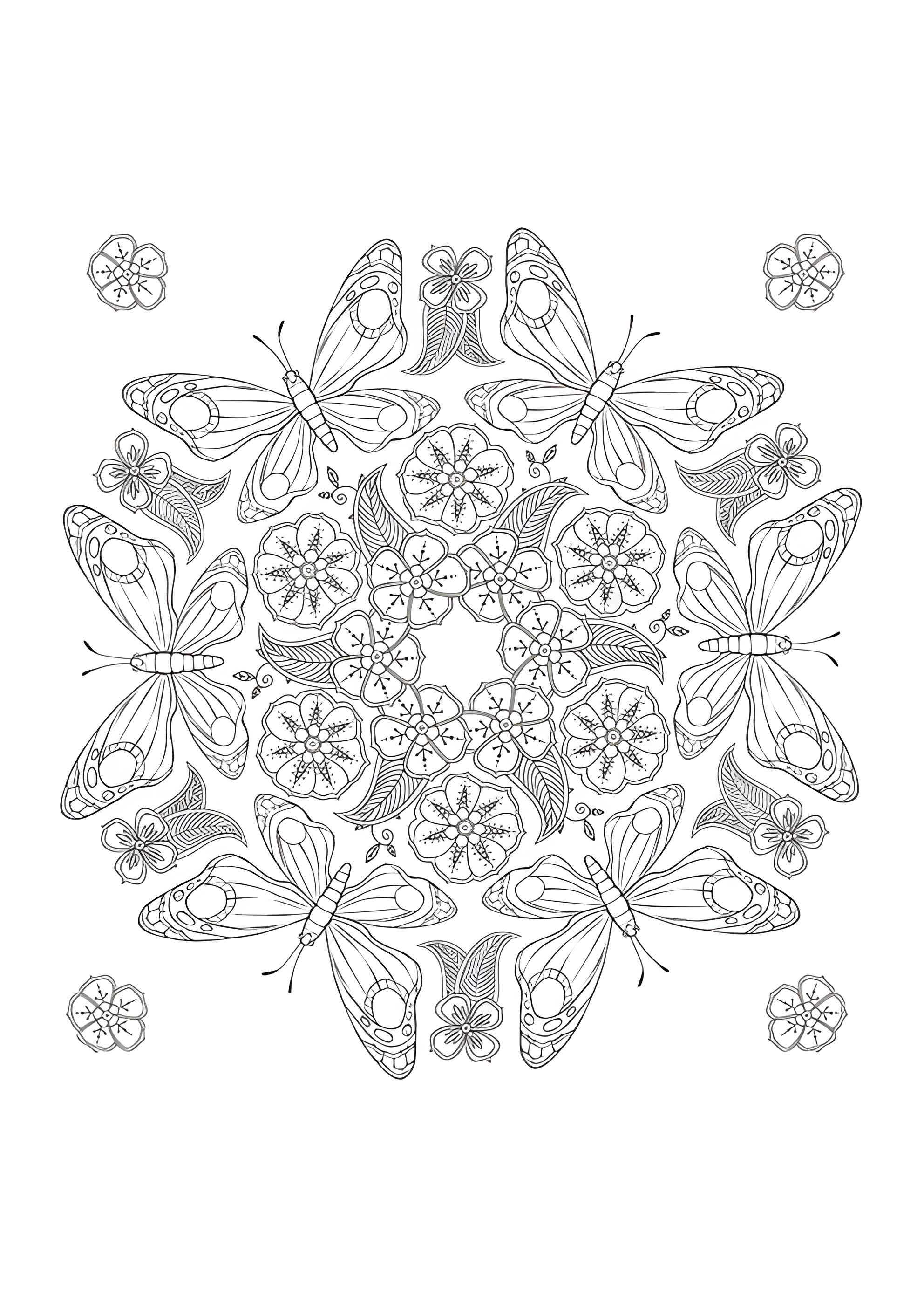Раскраска Антистресс мандала бабочки
