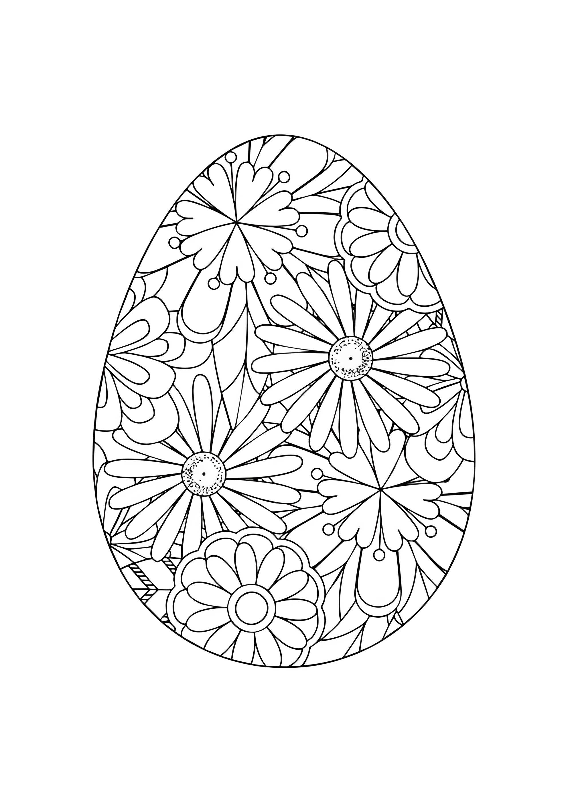 Раскраска Антистресс яйцо с узорами ромашками