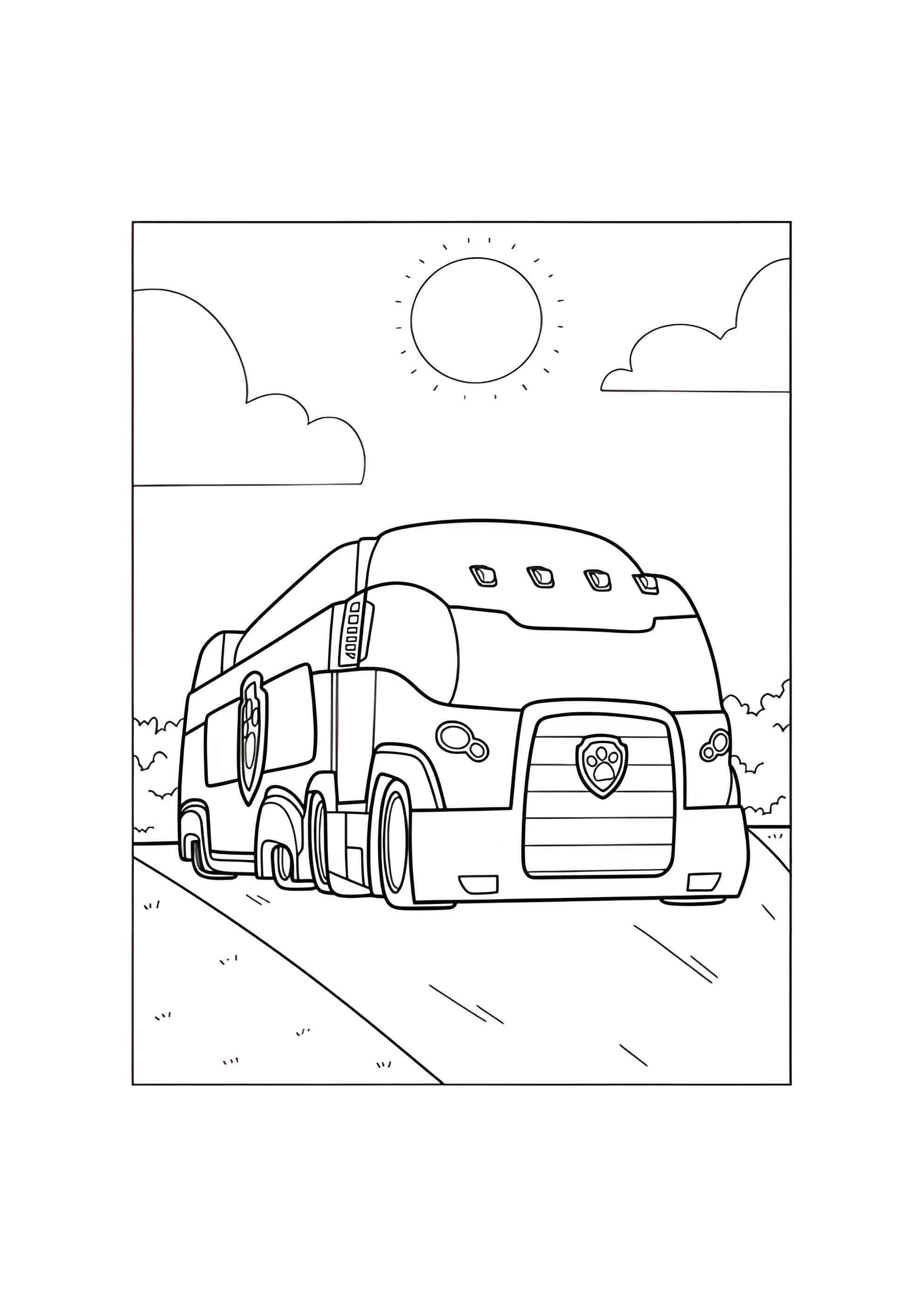Раскраска Автобус из мультфильма Щенячий патруль