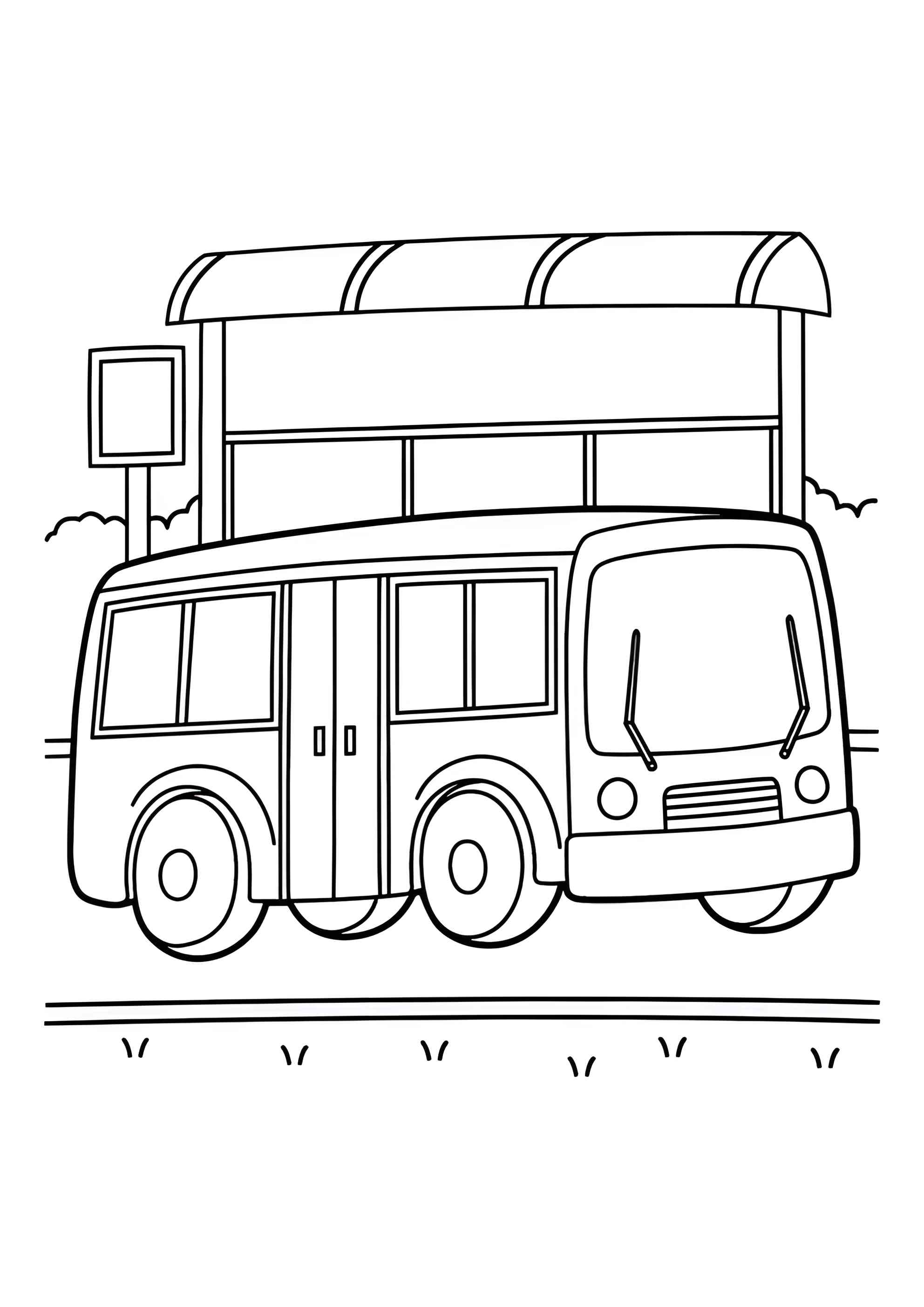 Раскраска Автобус на остановке