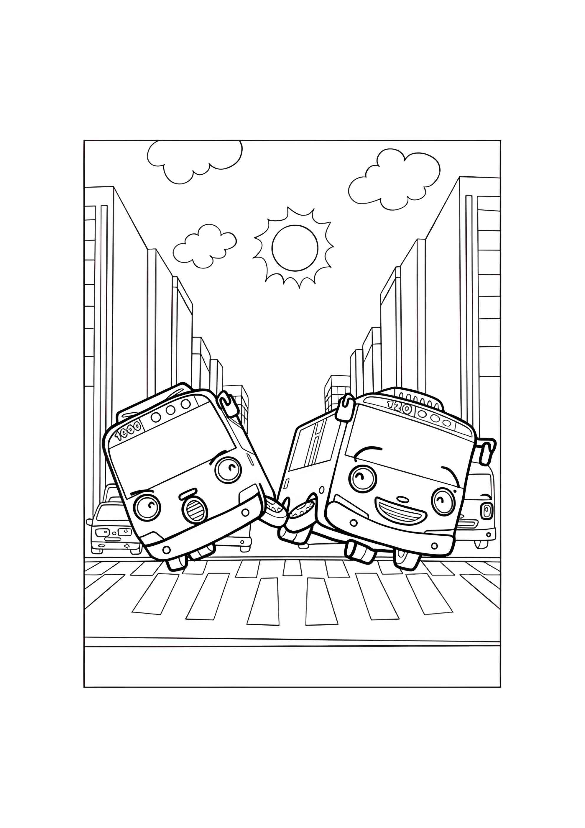 Раскраска Автобус Таё и Роги