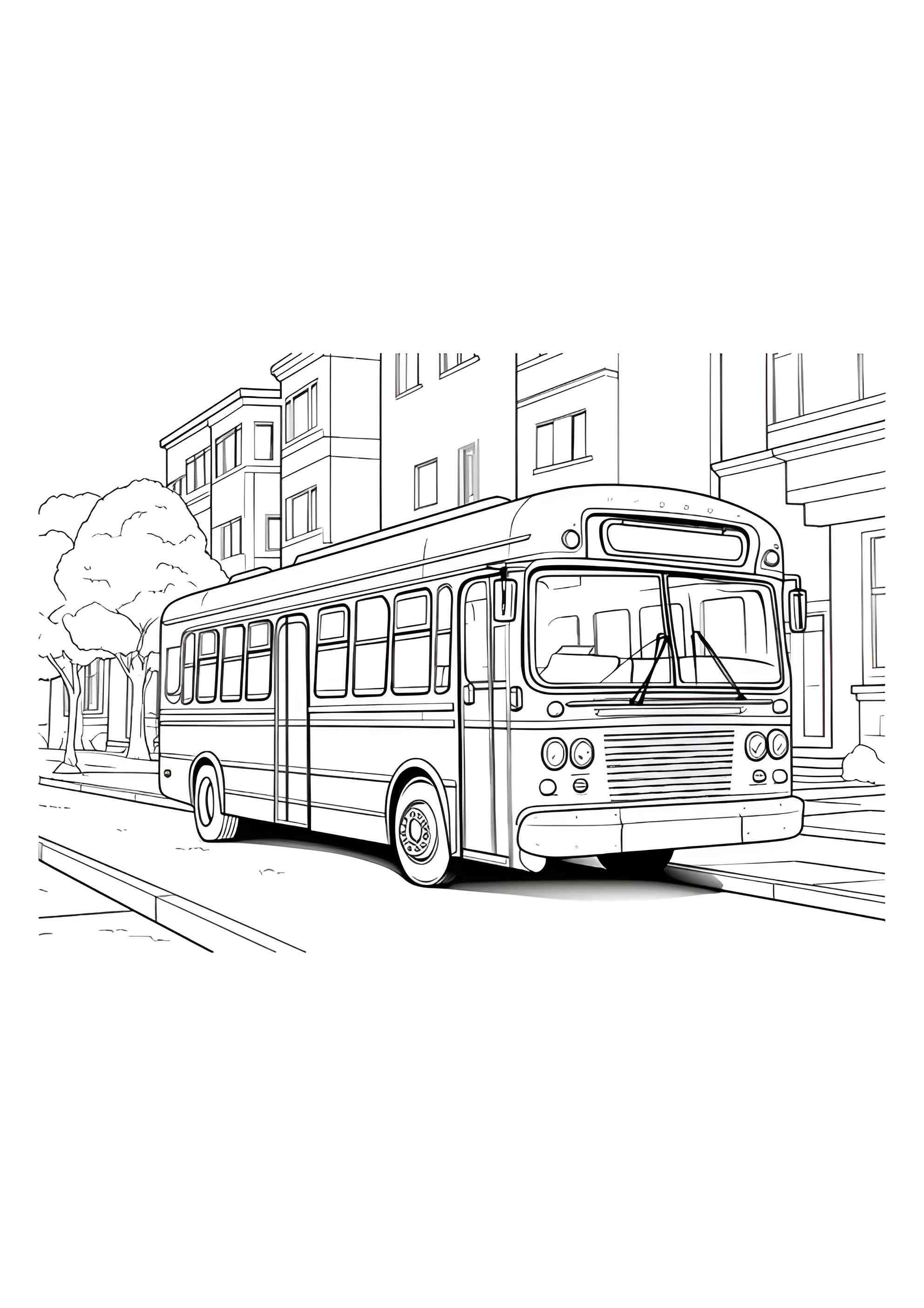 Раскраска Автобус в городе