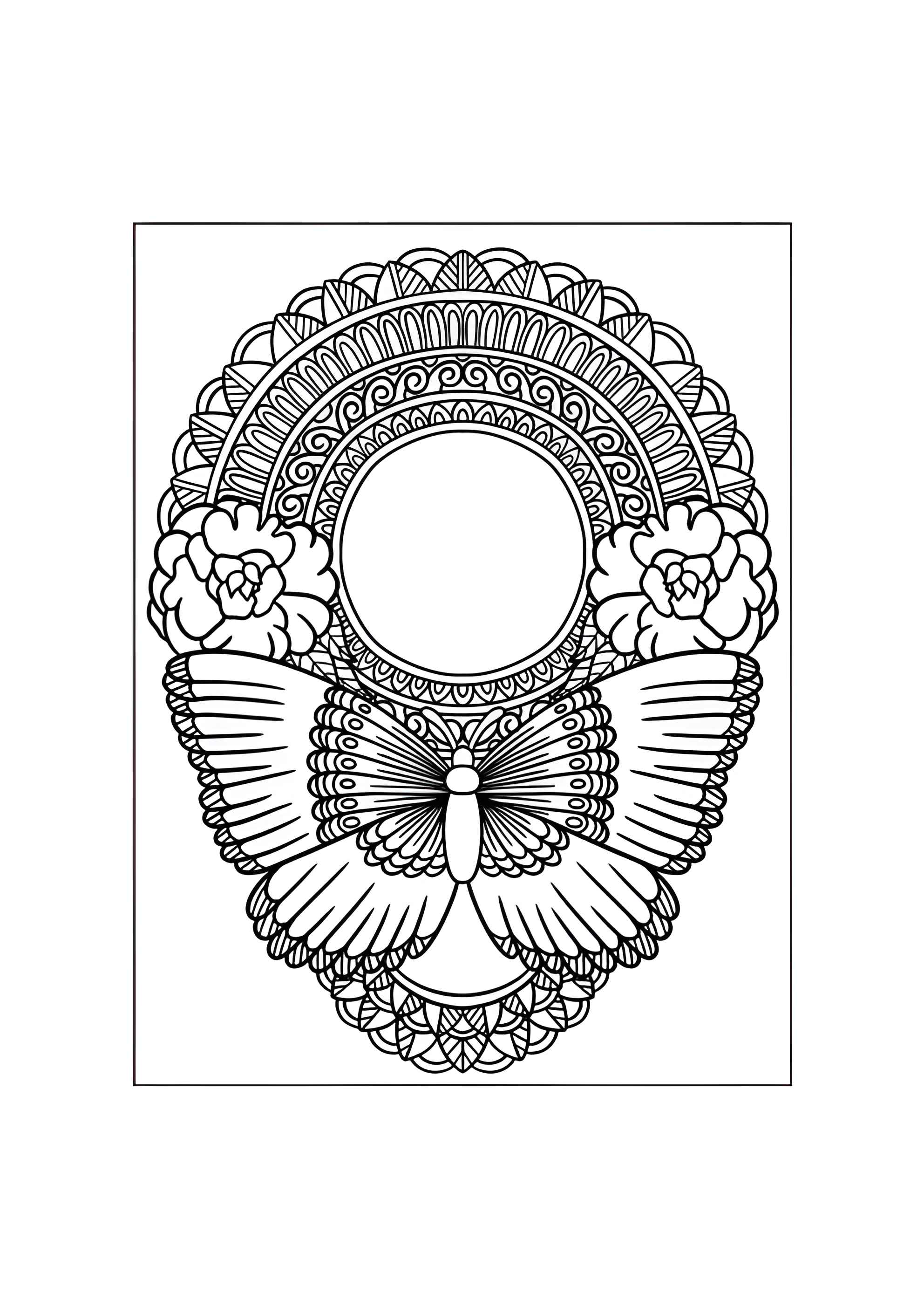 Раскраска Бабочка мандала