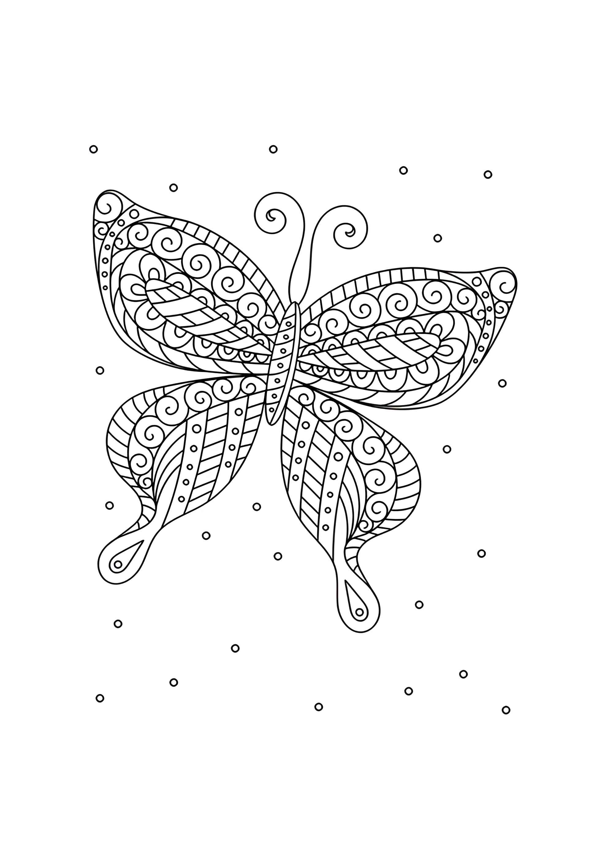 Раскраска Бабочка с завитушками