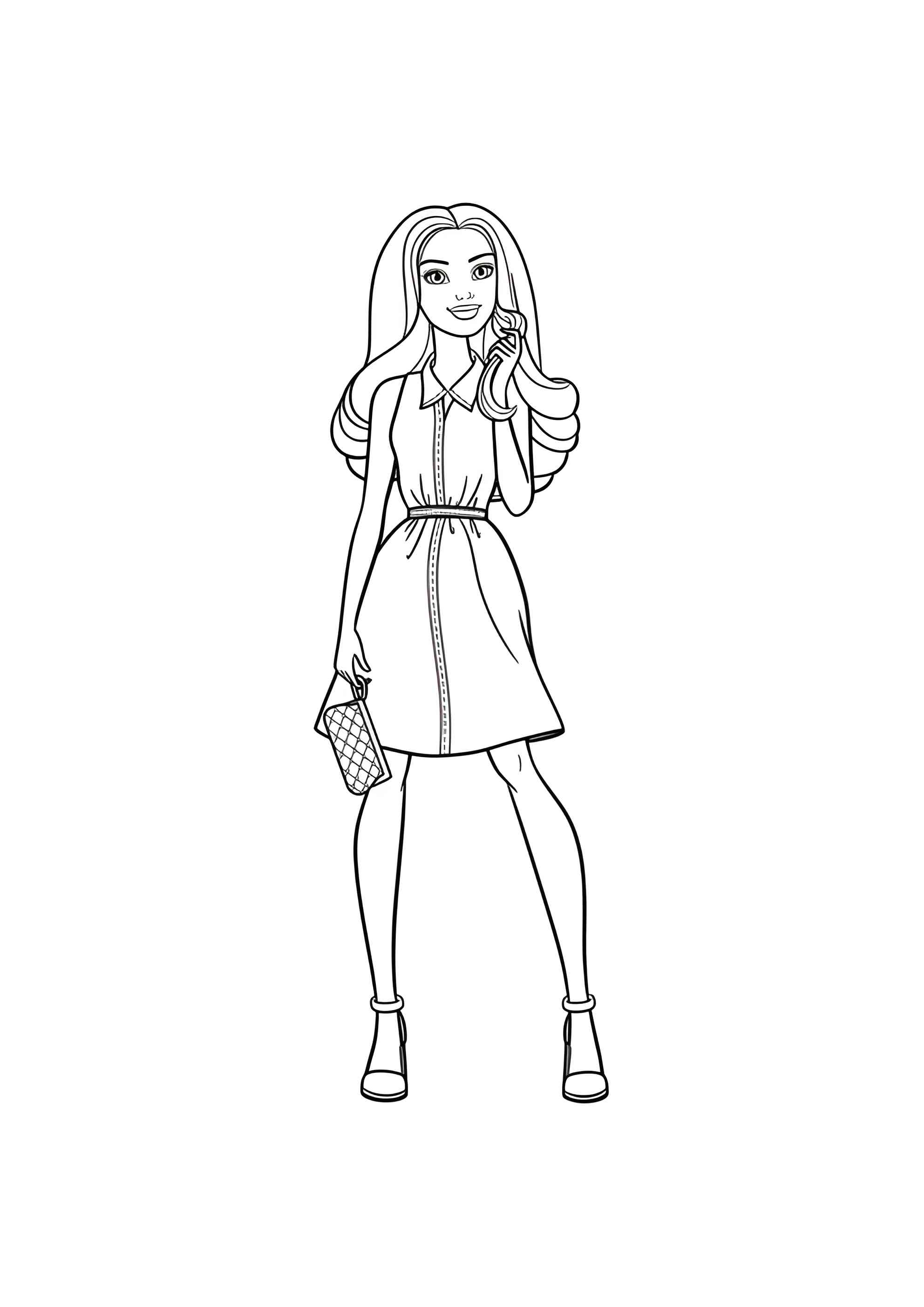 Раскраска Барби крутит локон